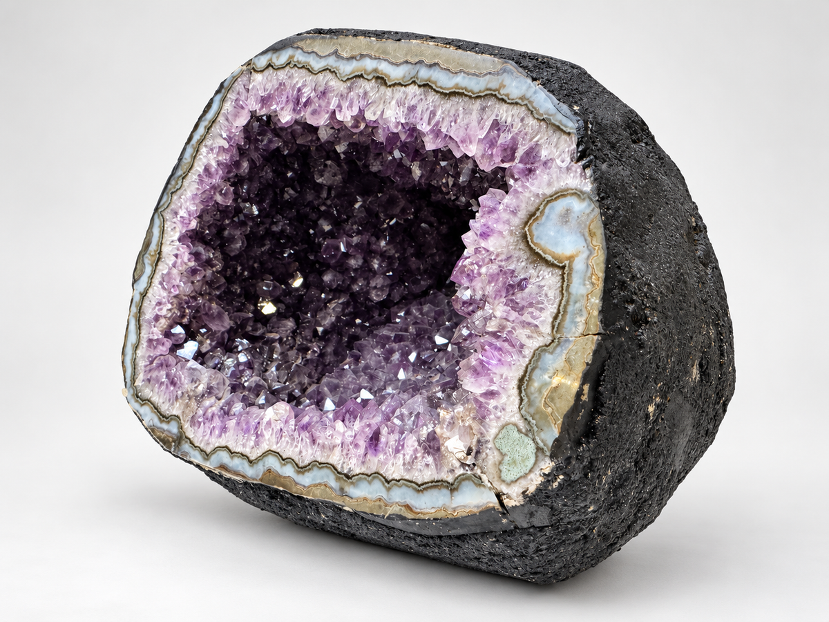 XXL Amethyst Druse aus Brasilien – 8,3 kg – 19 × 20 × 20 cm – AAA-Qualität – Achat-Chalcedonrand – Sammlerstück – Unikat 1680