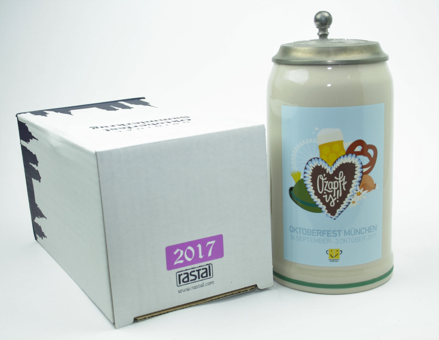 Original Oktoberfestkrug 2017 mit Zinndeckel I Jahreskrug I Zertifikat