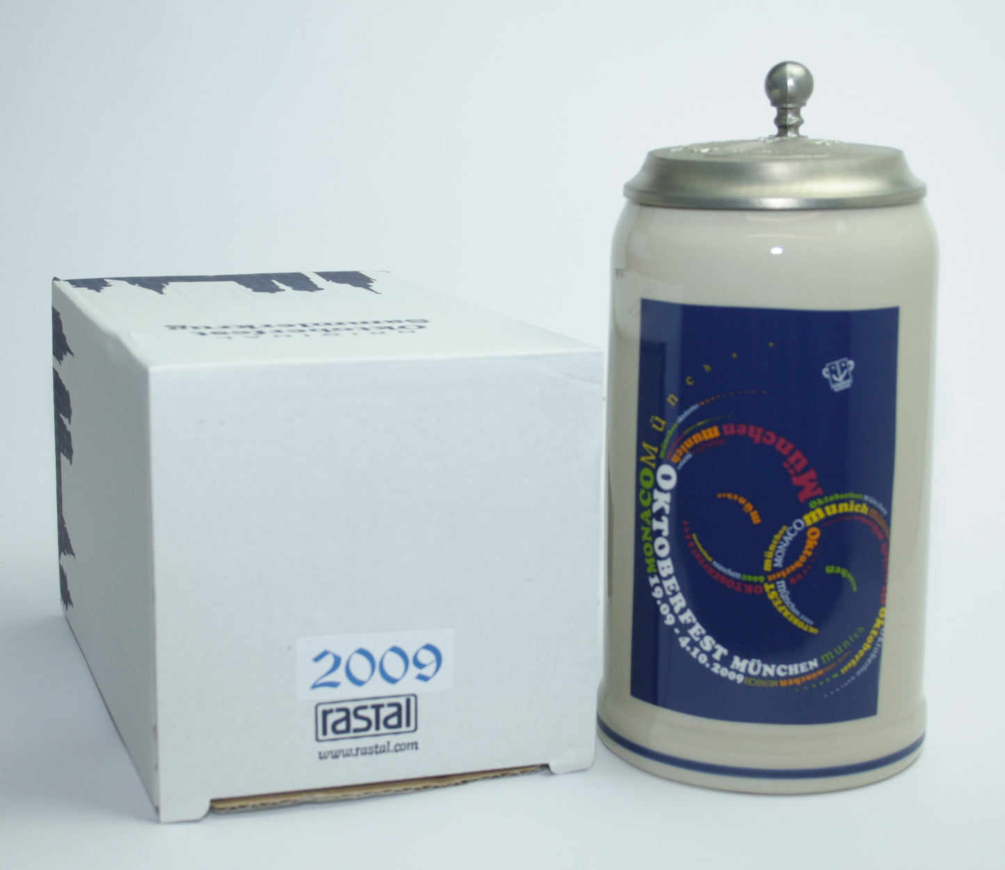 Original Oktoberfestkrug 2009 mit Zinndeckel I Jahreskrug I Zertifikat