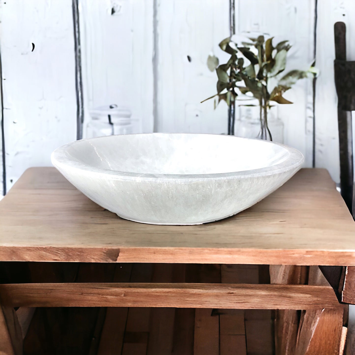 Steinfixx - Grosse und schwere Selenit Ladeschale Bowl Ø 20 cm- ca. 1000 Gramm - in dieser Größe selten erhältlich