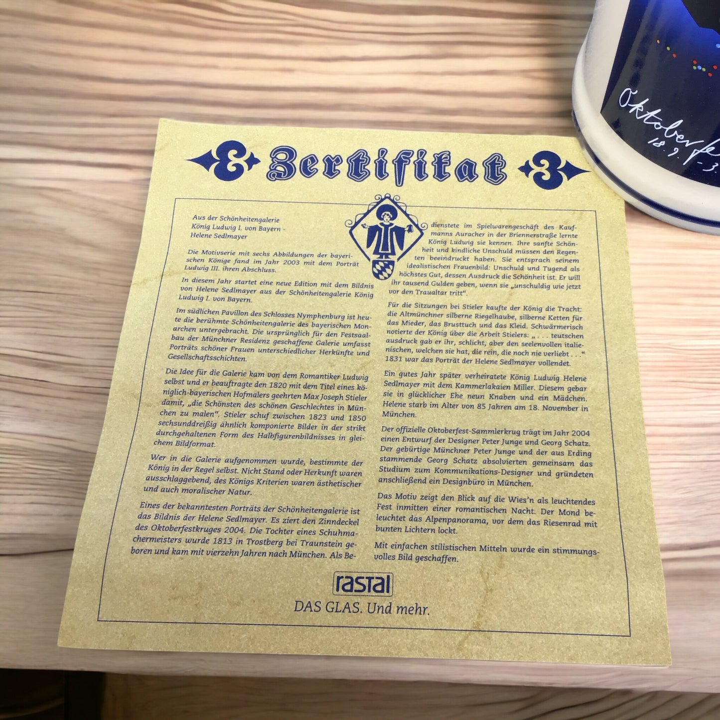 Original Oktoberfestkrug 2004 mit Zinndeckel I Jahreskrug I Zertifikat