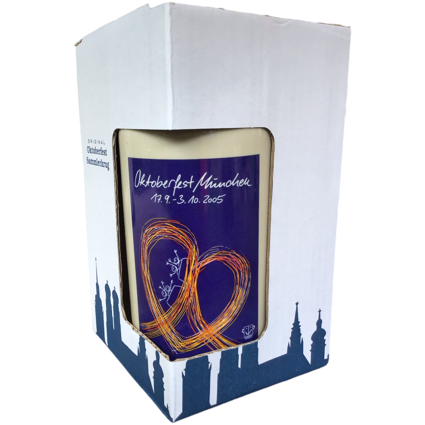 Original Oktoberfestkrug 2005 mit Zinndeckel I Jahreskrug I Zertifikat