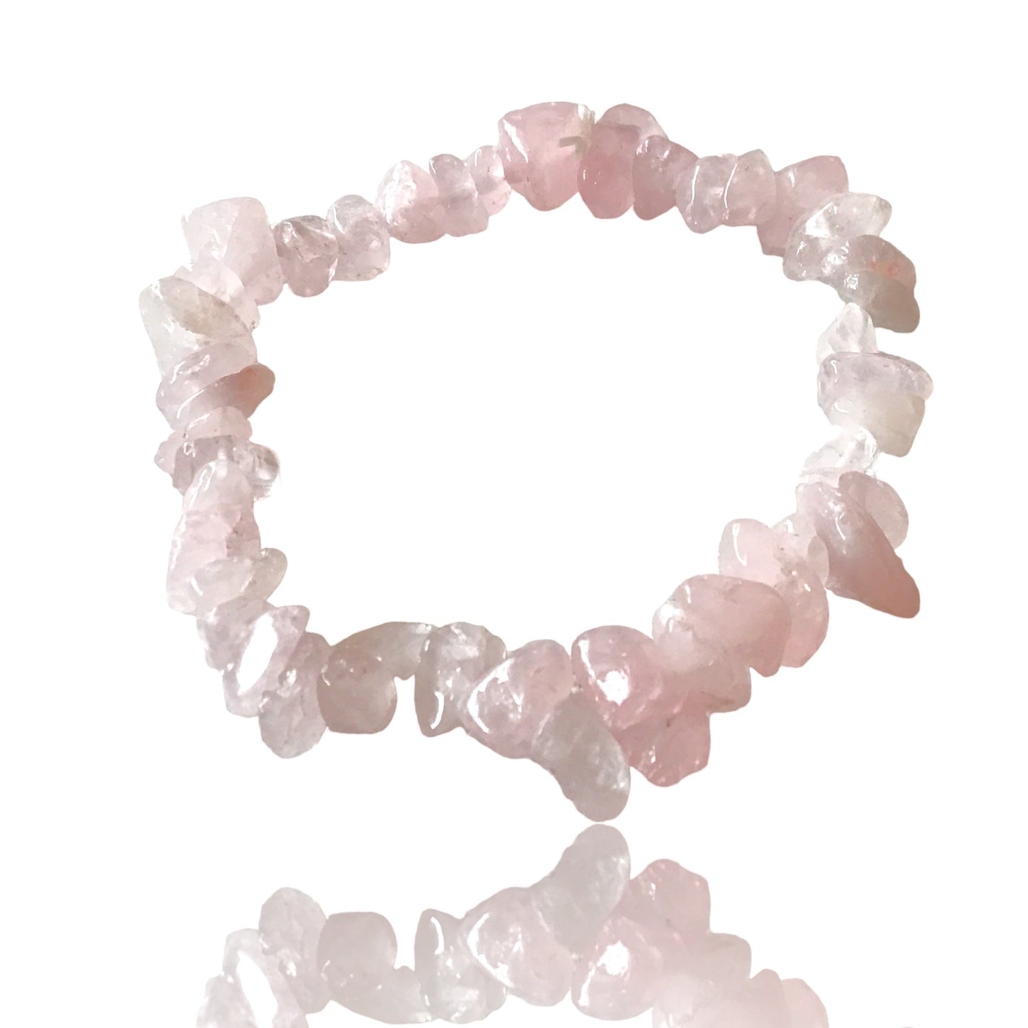 Rosenquarz Trommelstein Splitter Armband *Liebe* - echter Rosenquarz Edelstein-Schmuck - Chakra-Armband für Damen & Herren