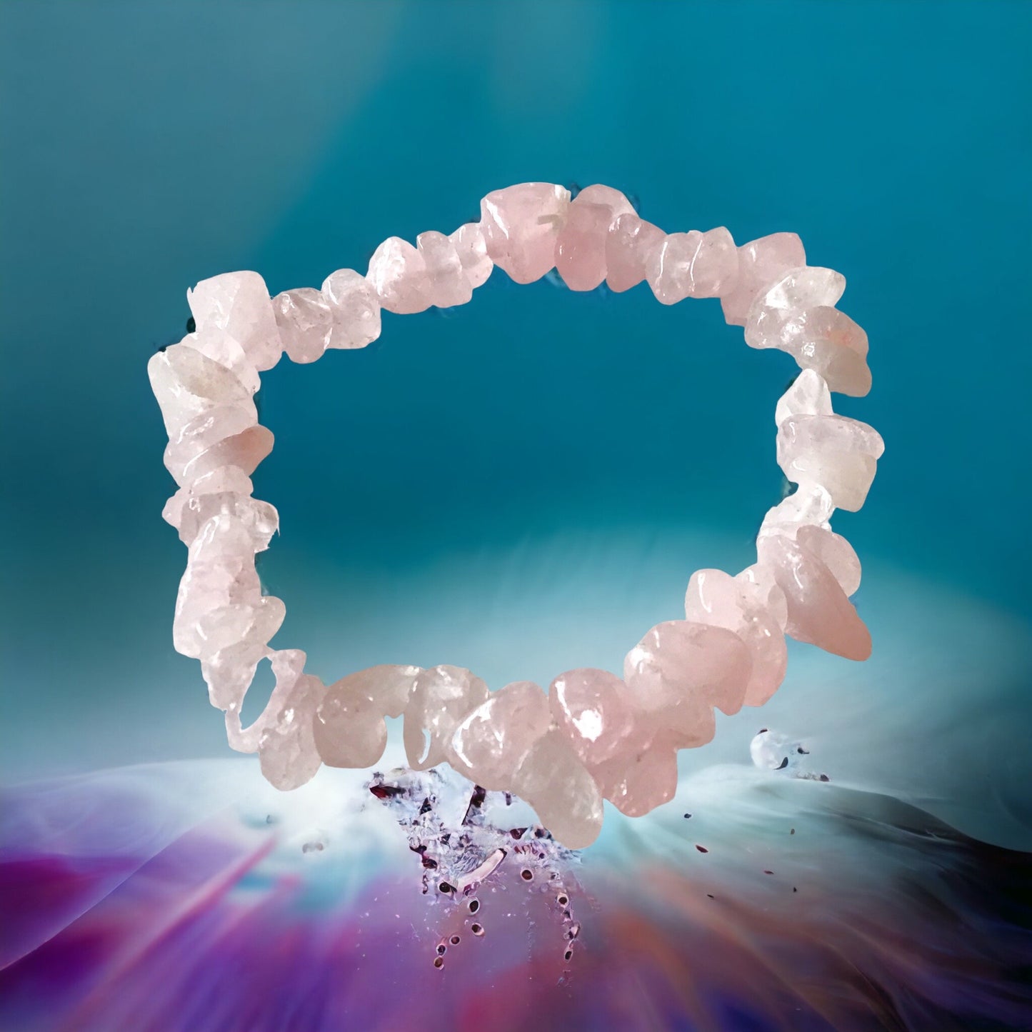 Rosenquarz Trommelstein Splitter Armband *Liebe* - echter Rosenquarz Edelstein-Schmuck - Chakra-Armband für Damen & Herren