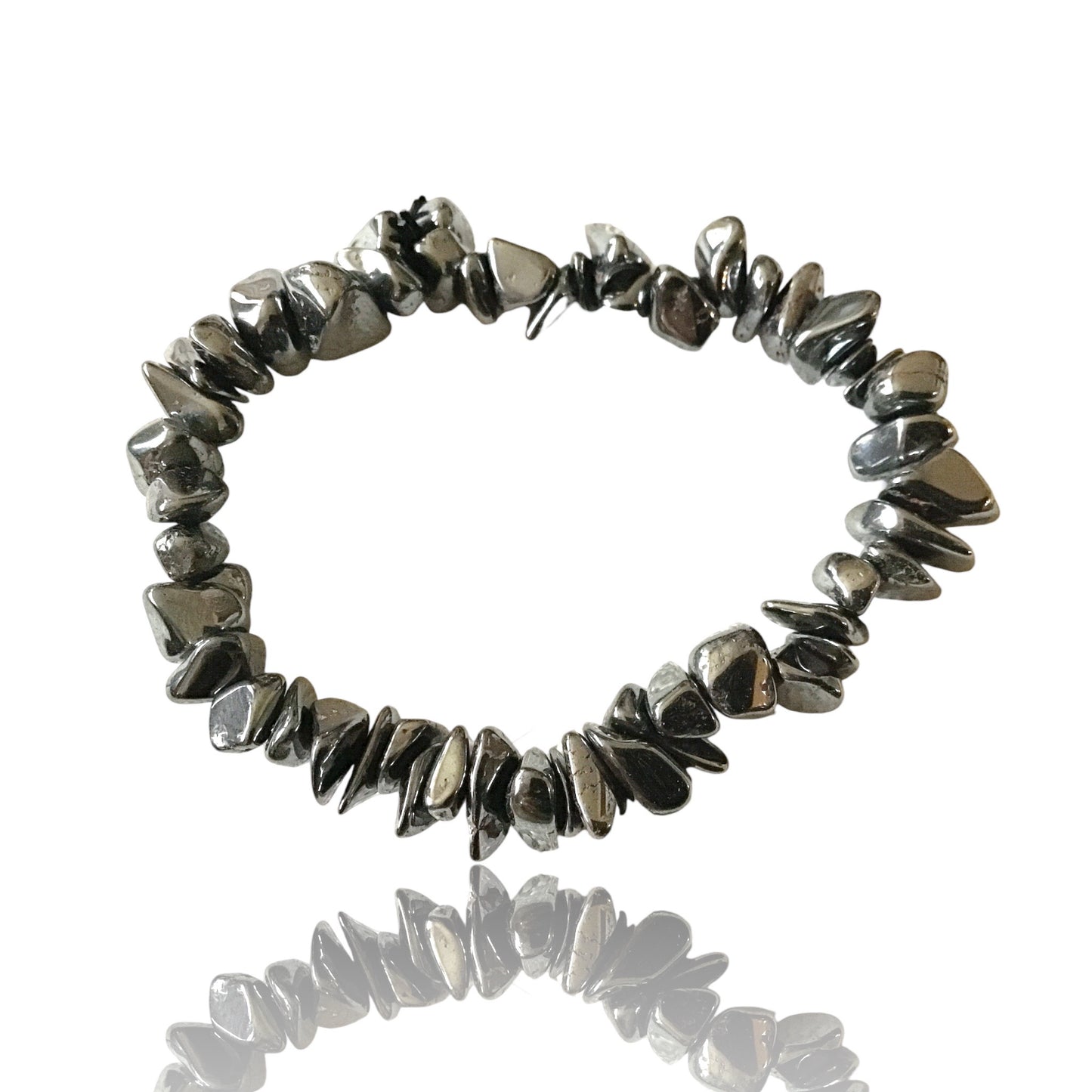 Hämatit Trommelstein Splitter Armband *FIT UND VITAL* - echter Hämatit Edelstein-Schmuck - Chakra-Armband für Damen & Herren