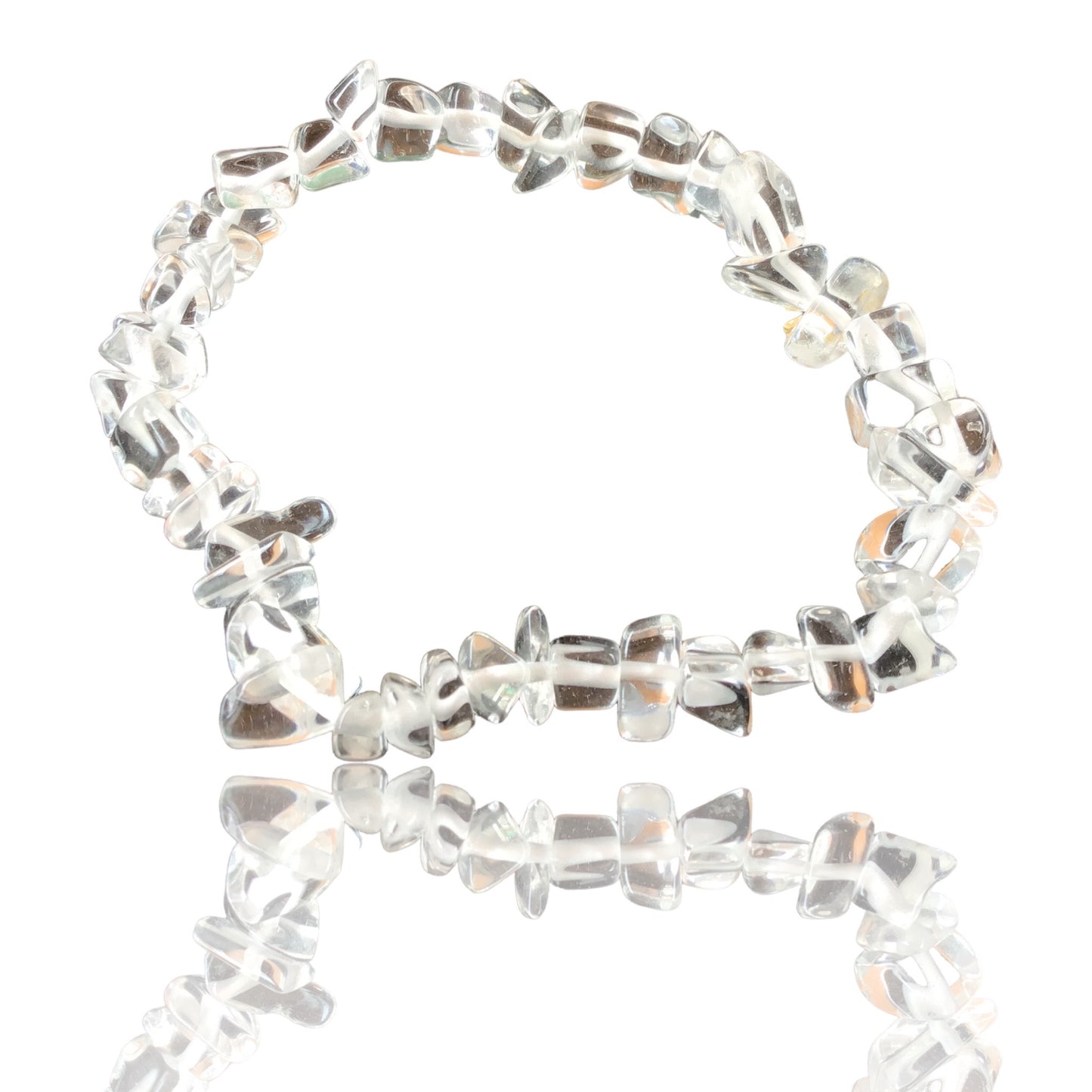 Bergkristall Trommelstein Splitter Armband *HEILUNG* - echter Bergkristall Edelstein-Schmuck - Chakra-Armband für Damen & Herren