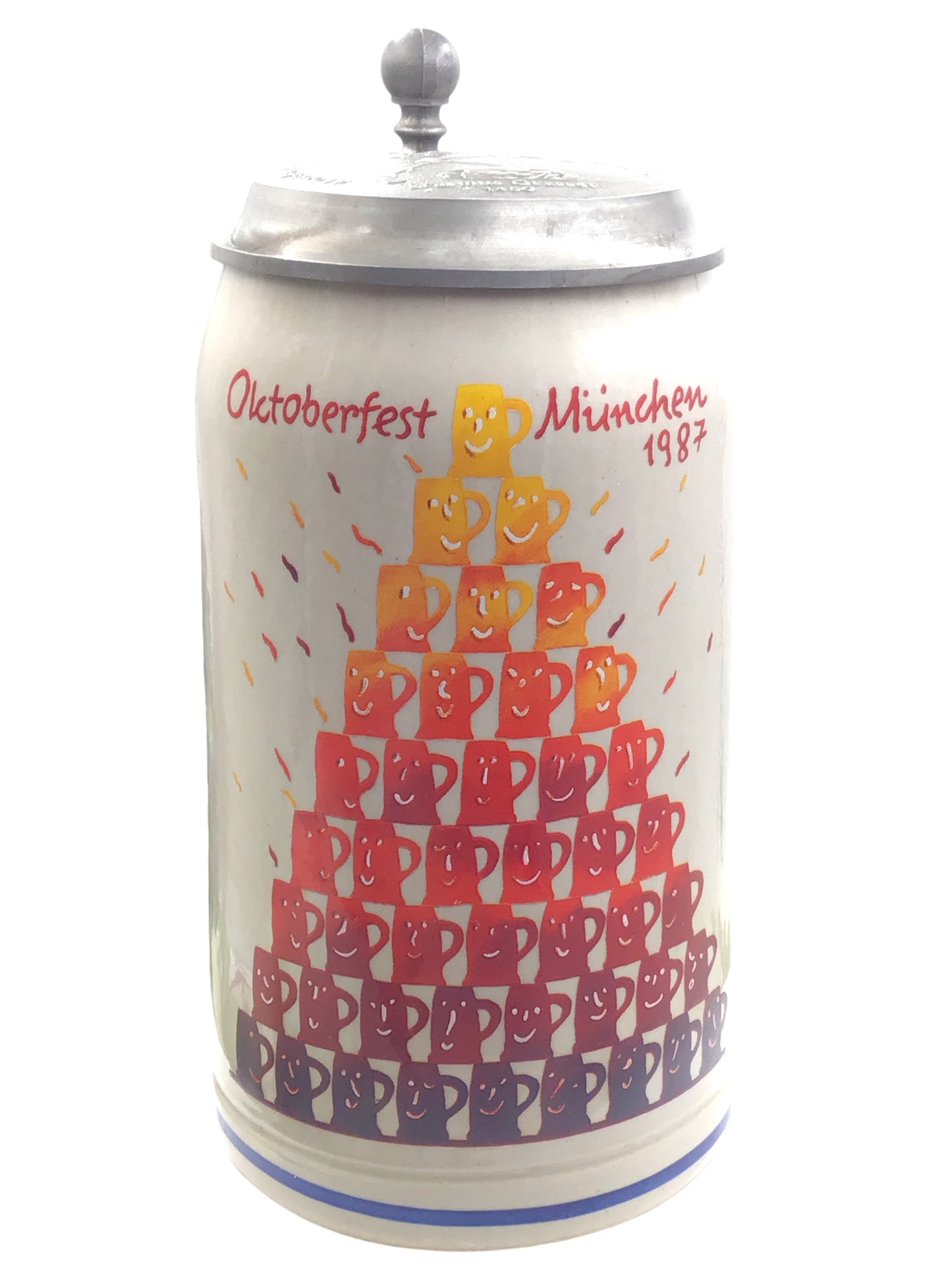 Original Oktoberfestkrug 1987 mit Zinndeckel I Jahreskrug