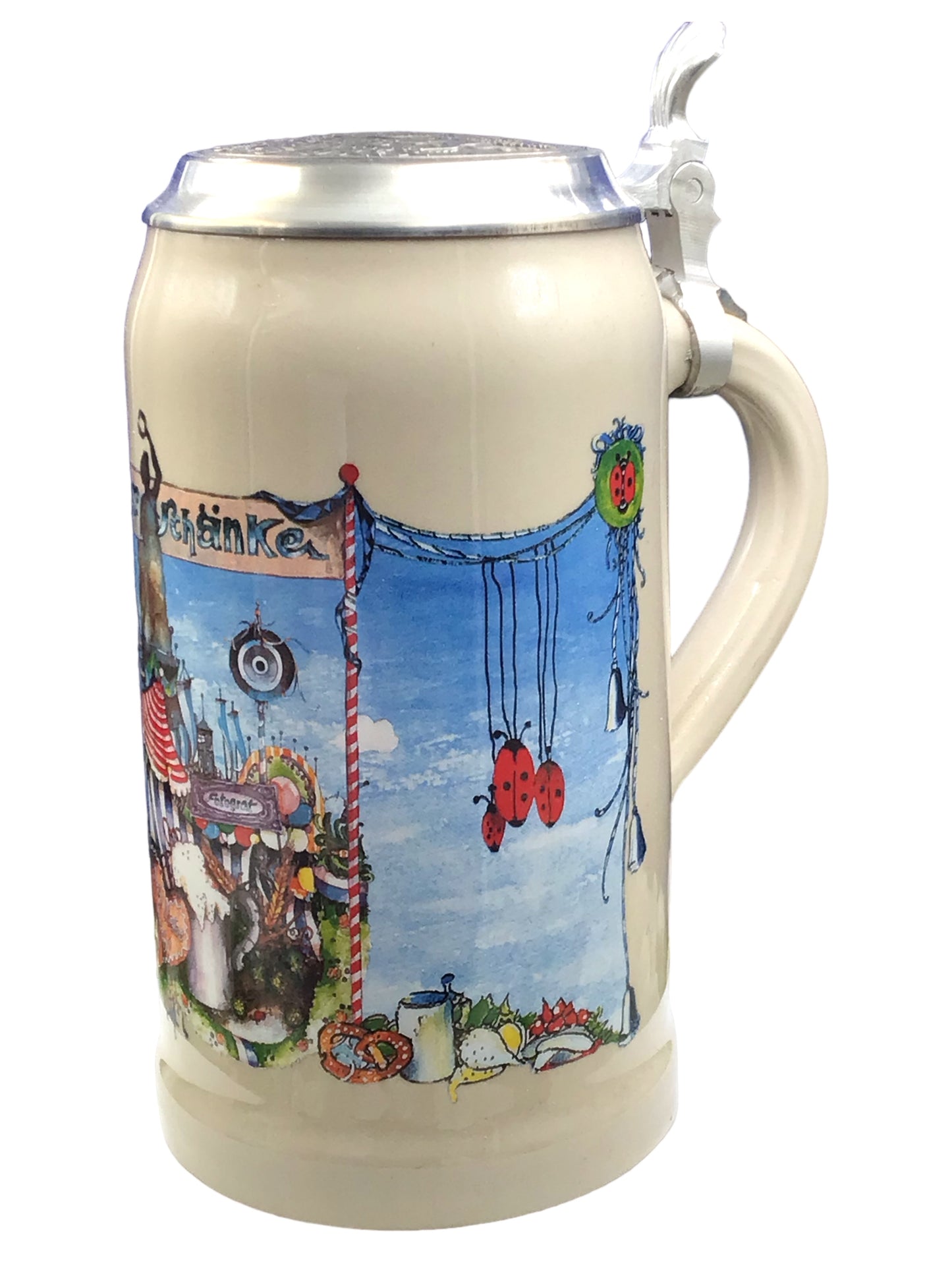 Original Käfer Oktoberfestkrug Käfer-Schänke aus dem Jahr 2000 mit Zinndeckel
