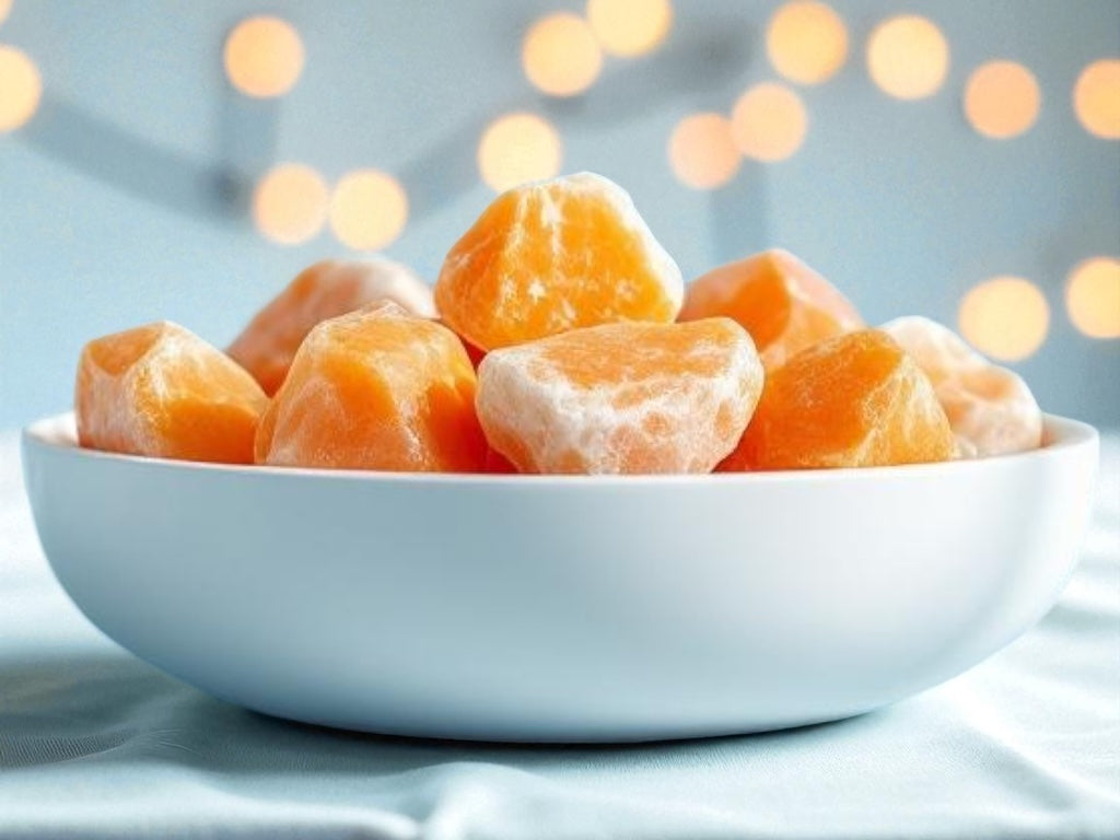 Orangencalcit I farbintensiv I Rohsteine I 3-4 cm I 300 gr. I Heilstein I Wasserstein I Dekoration I Mexiko