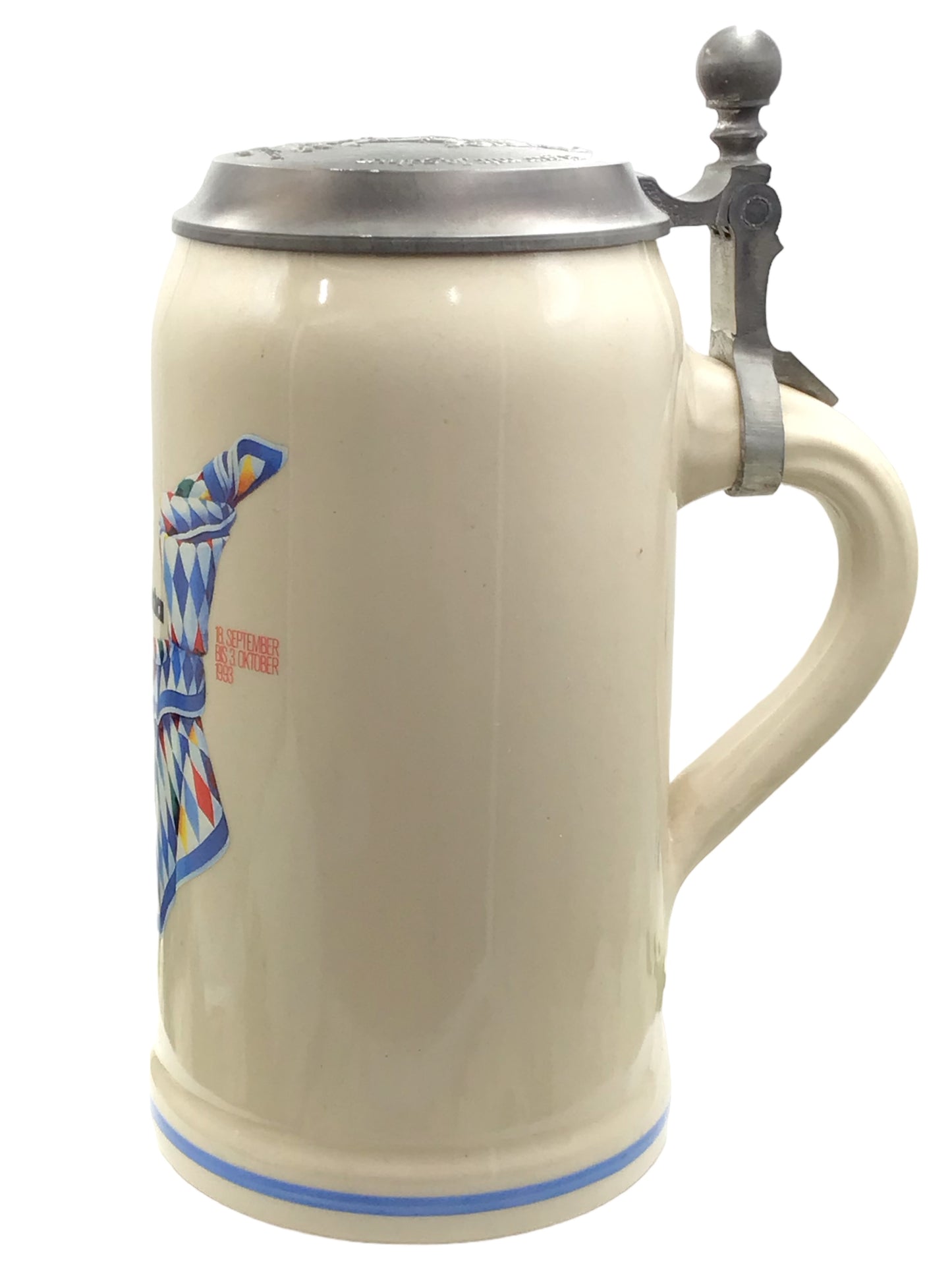 Original Oktoberfestkrug 1993 mit Zinndeckel I Jahreskrug I Zertifikat