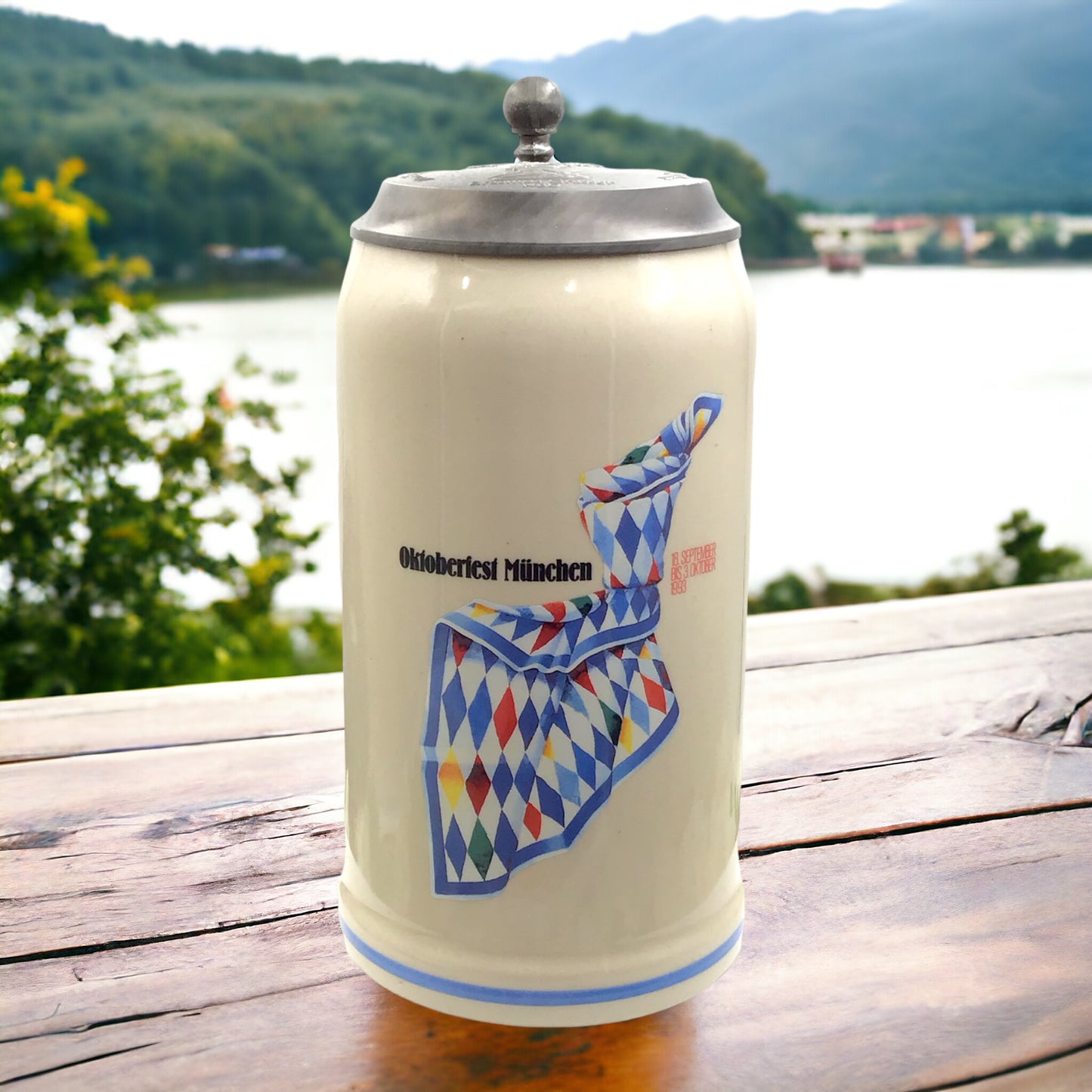 Original Oktoberfestkrug 1993 mit Zinndeckel I Jahreskrug I Zertifikat