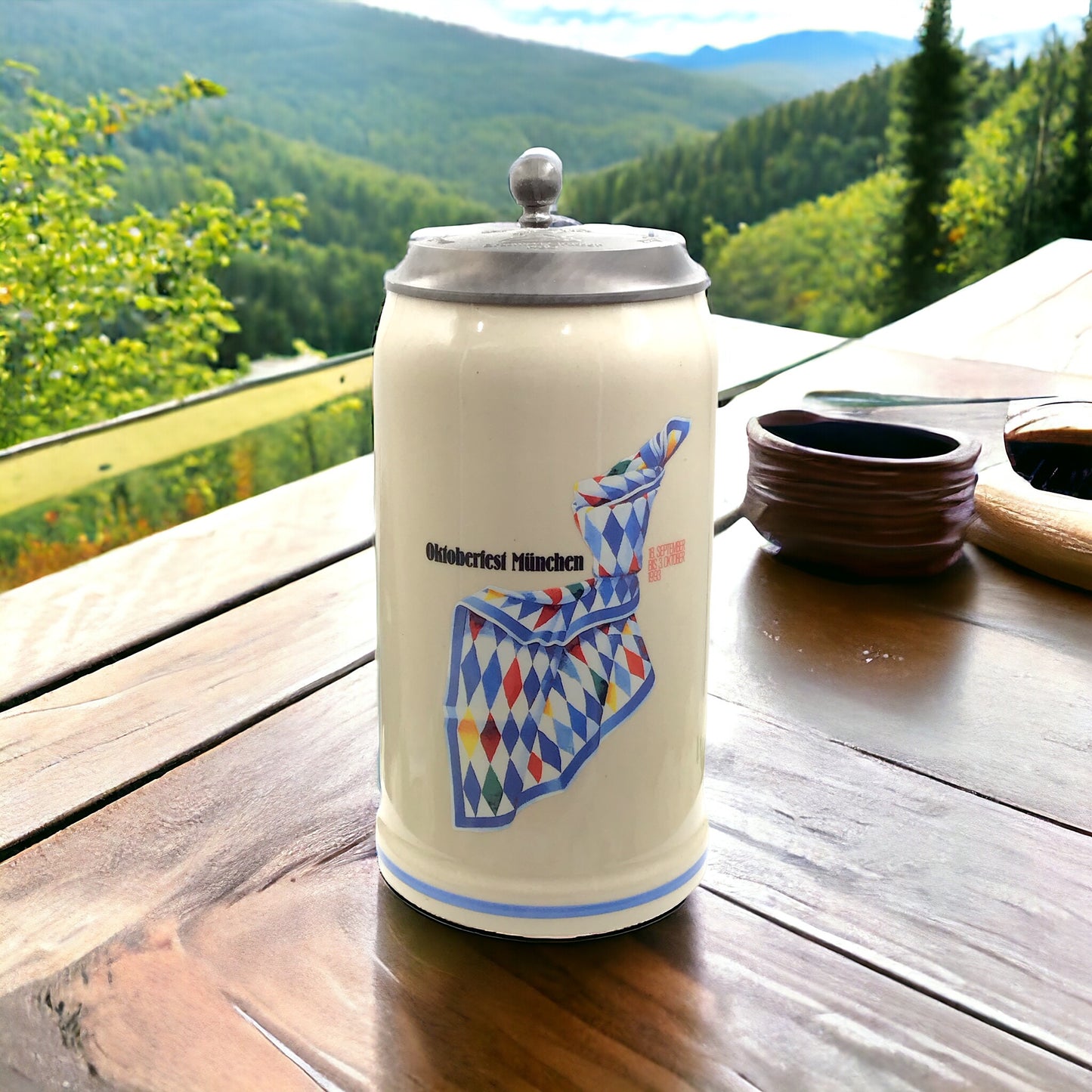 Original Oktoberfestkrug 1993 mit Zinndeckel I Jahreskrug I Zertifikat