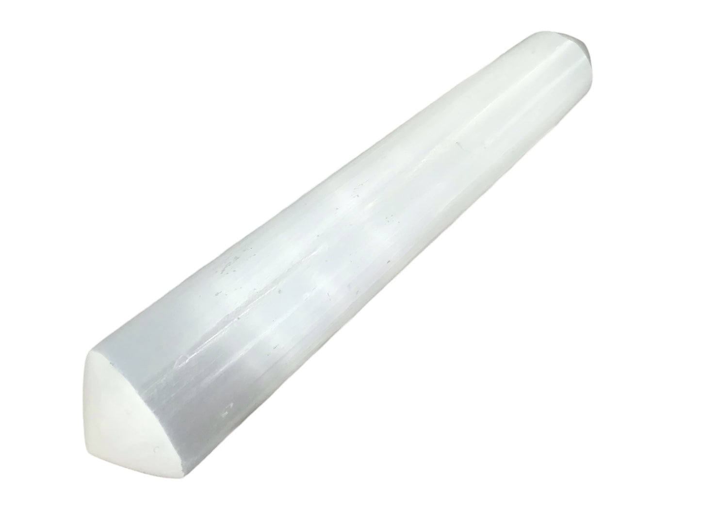 Selenit Massagestab - Massagegriffel mit schmaler und breiter Spitze | 14x3x3 cm ca. 140 Gramm für Akkupressur, Meditation, Rituale und Zeremonien