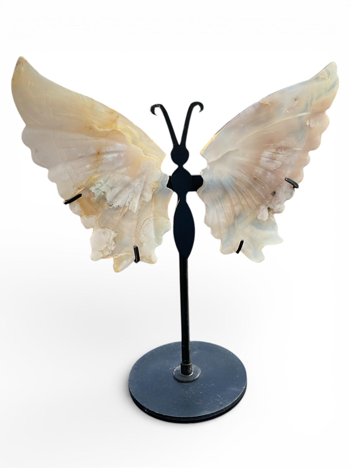 Blumenachat Schmetterling mit Ständer - Edelstein Deko Figur 17x20cm - Unikat-Masterpiece 1687 - handgefertigt & poliert - Sammlerstück - Naturstein aus Madagaskar - inkl. Geschenkbox