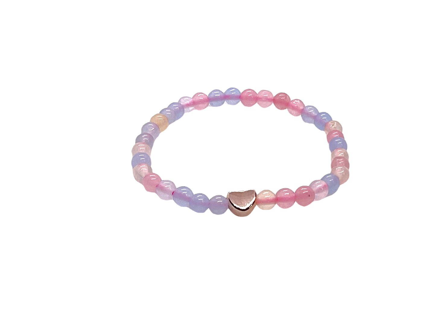 Kinder Perlenarmband Morganit mit 14 k rosèvergoldeten Elementen - Edelsteinarmband - Handmade - inclusive Geschenksäckchen - Engelsstein