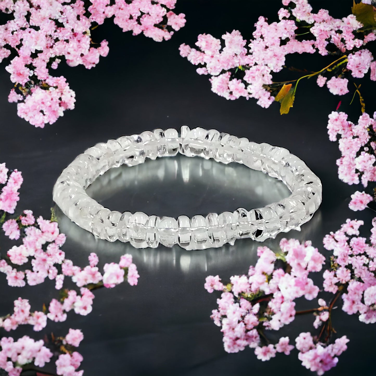 Steinfixx® klares Bergkristallarmband Rondell | Top Qualität | angenehm zu tragen | auch für grössere Handgelenke