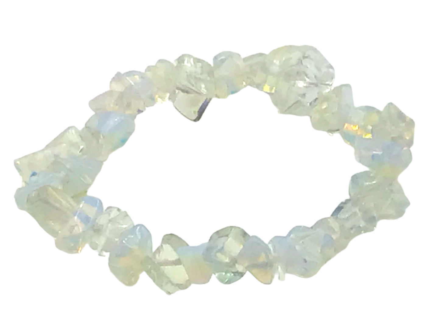 Opalith Trommelstein Splitter Armband *Kontaktfreude* - echter Opalith Edelstein-Schmuck - Chakra-Armband für Damen & Herren