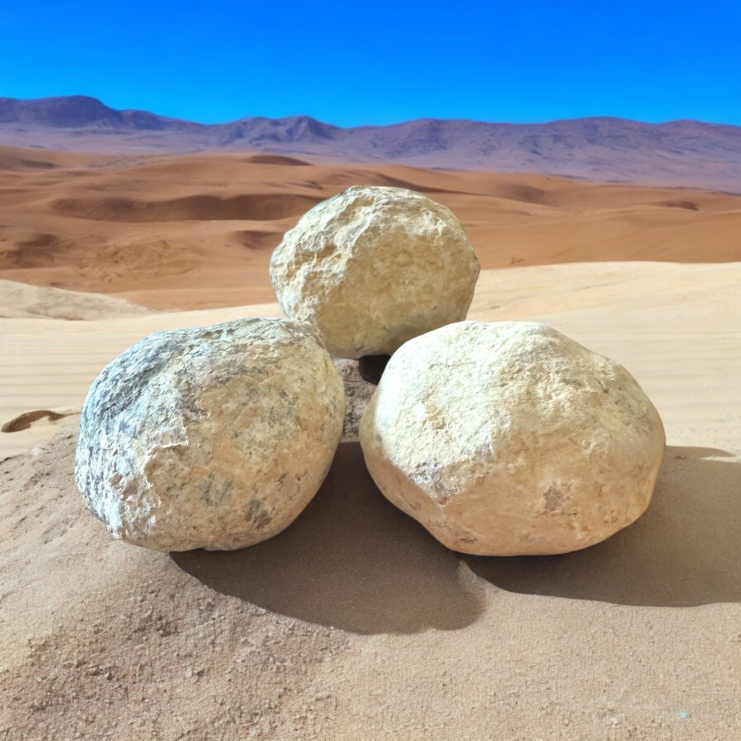 Grosses dreiteiliges Geoden Sparset in Baseballgröße - 7-8 cm - mit Anleitung zum aufbrechen und Beschreibung der Geoden - insgesamt 900-1000 Gramm Sale zum UVP -30%