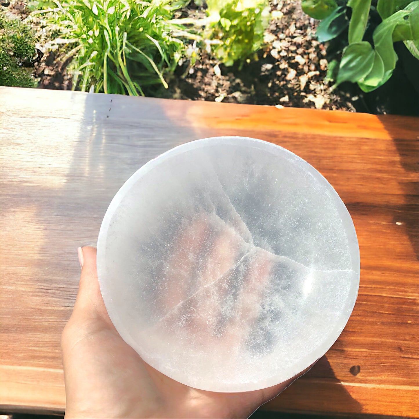 Steinfixx - Grosse Selenit Ladeschale Bowl Ø 13cm- ca. 600 Gramm - Landhaus