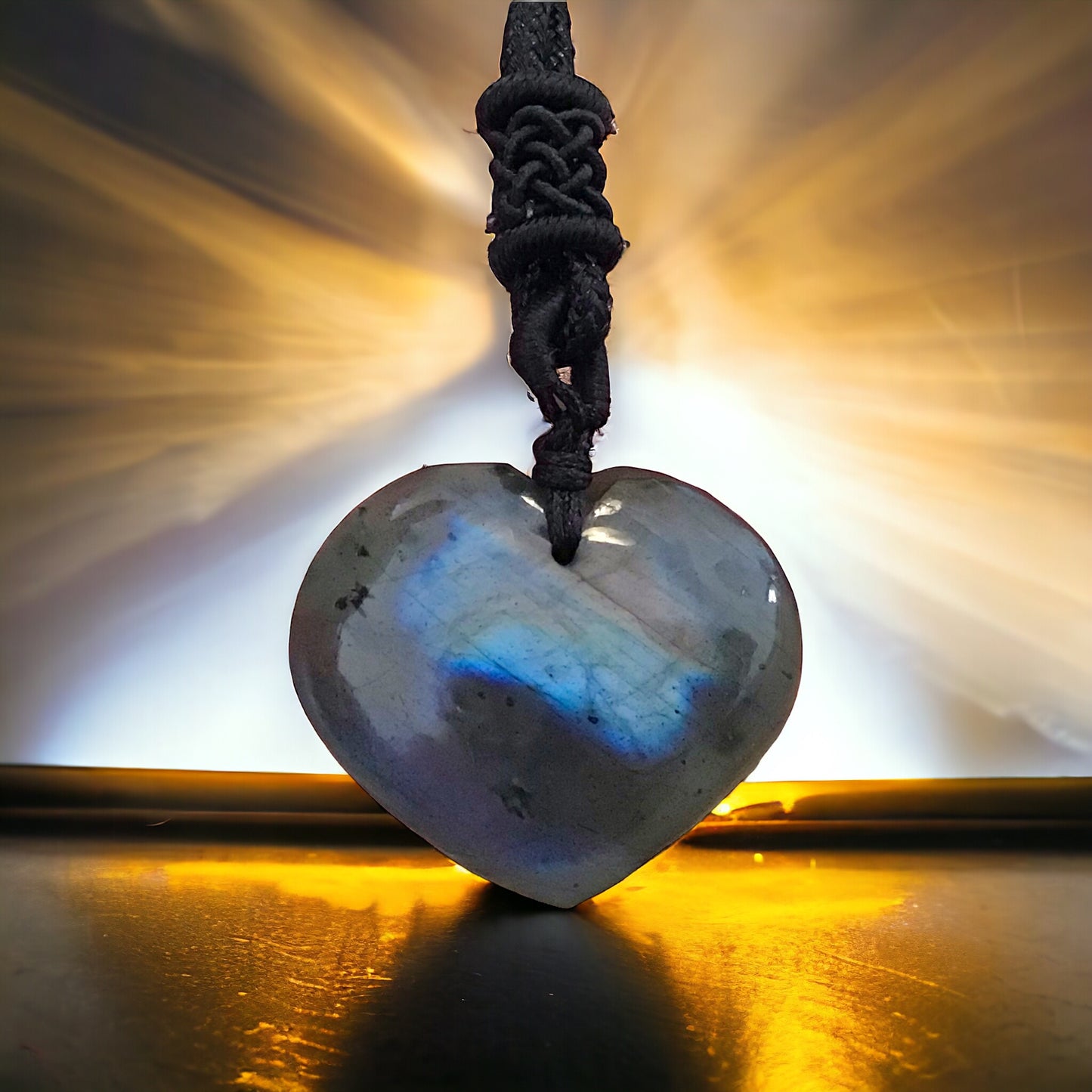 Steinfixx - Labradorit Herz Kette I Edelstein I mit Farben zum träumen | Madagaskar