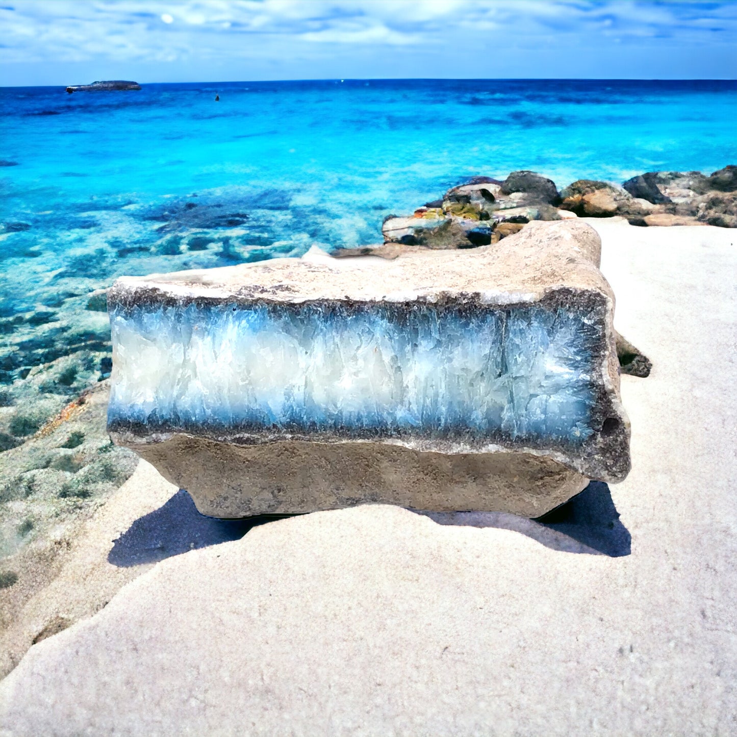 Steinfixx® Blue Ice Rohstein versch. Größen I neu entdecktes Mineral I Indonesien I Bogor West Java