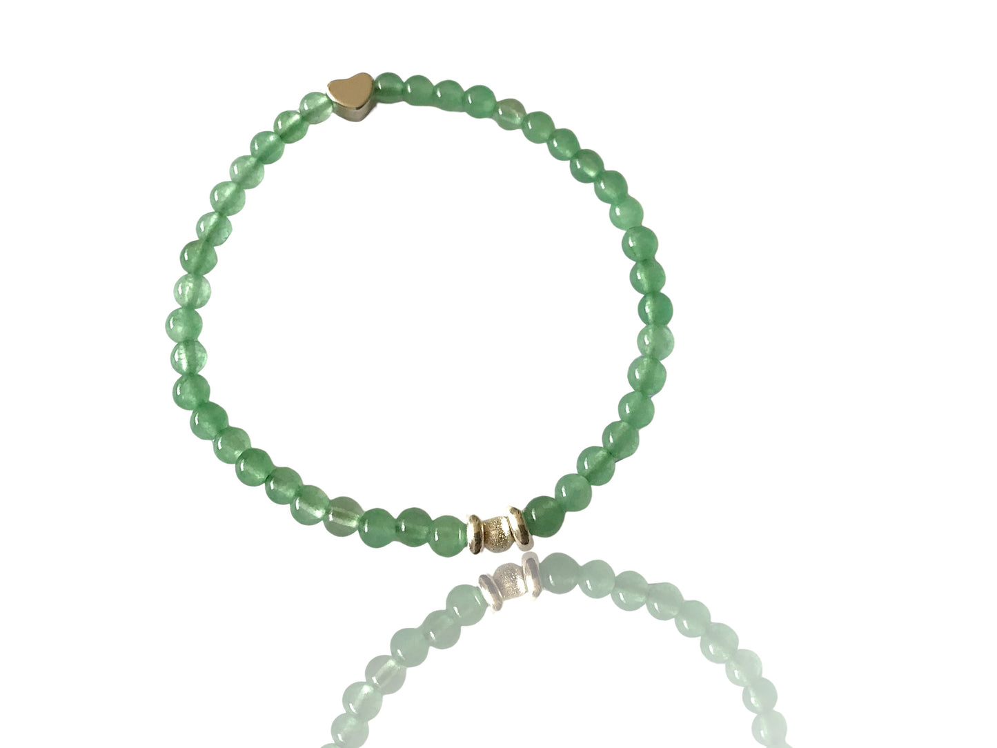 Steinfixx® - Aventurin Perlenarmband mit 925 Sternstaub-Silberperle und silbernem Herz - Mutmacher Hochwertiges Edelsteinarmband für Damen & Herren | Handgemachter Energieschmuck