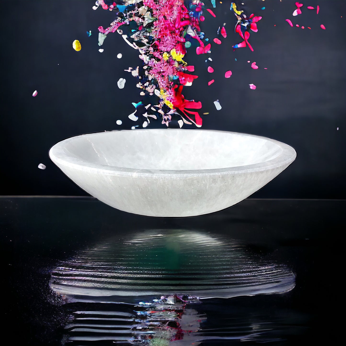 Steinfixx - Grosse und schwere Selenit Ladeschale Bowl Ø 20 cm- ca. 1000 Gramm - in dieser Größe selten erhältlich