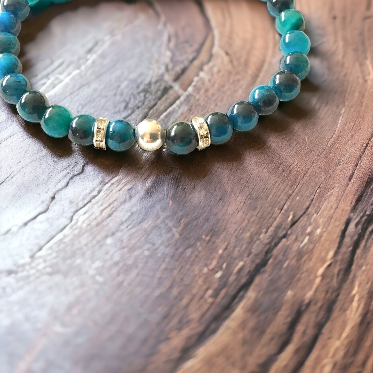 Steinfixx® - Blaues Tigerauge Perlenarmband handgemacht mit 925 Perle und versilberten Zirkoniatrennern - STARKER SCHUTZSTEIN - Hochwertiges Edelsteinarmband Handmade