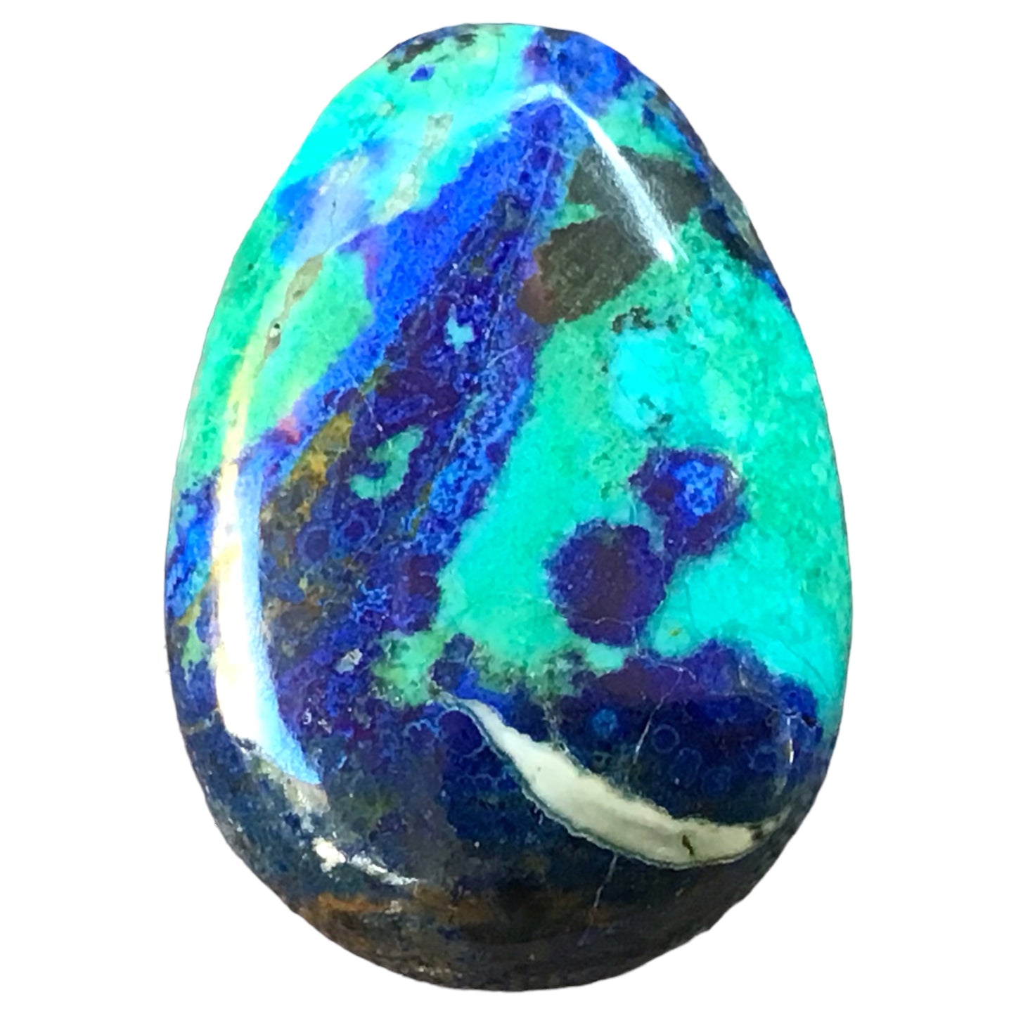 Steinfixx® - Exklusiver, echter Azurit-Malachit-Chrysokoll Anhänger in Tropfenform mit Kordelkette, Verschluss in 925 Silber