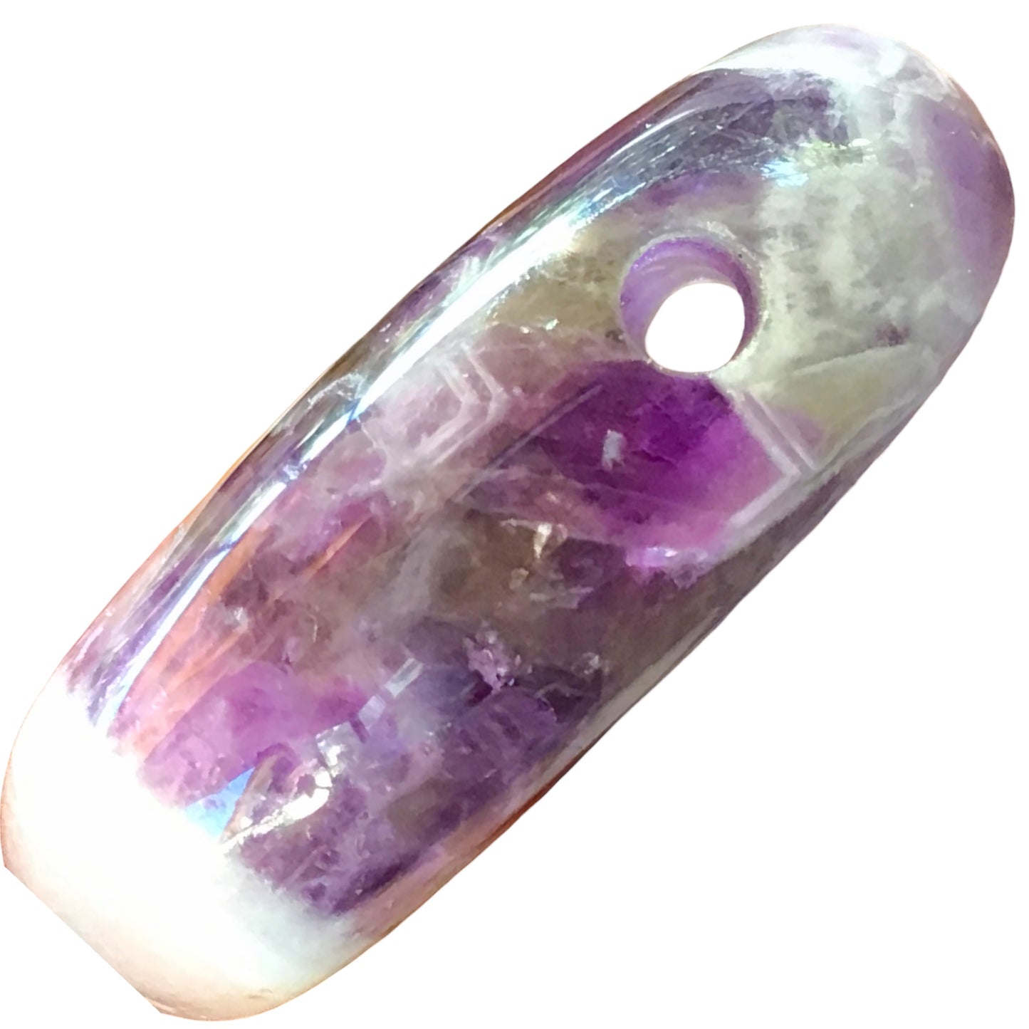 Steinfixx® - Edelstein Anhänger aus echtem Chevron-Amethyst | Tropfenanhänger | farbintensiv | mit 80 cm Wildlederband