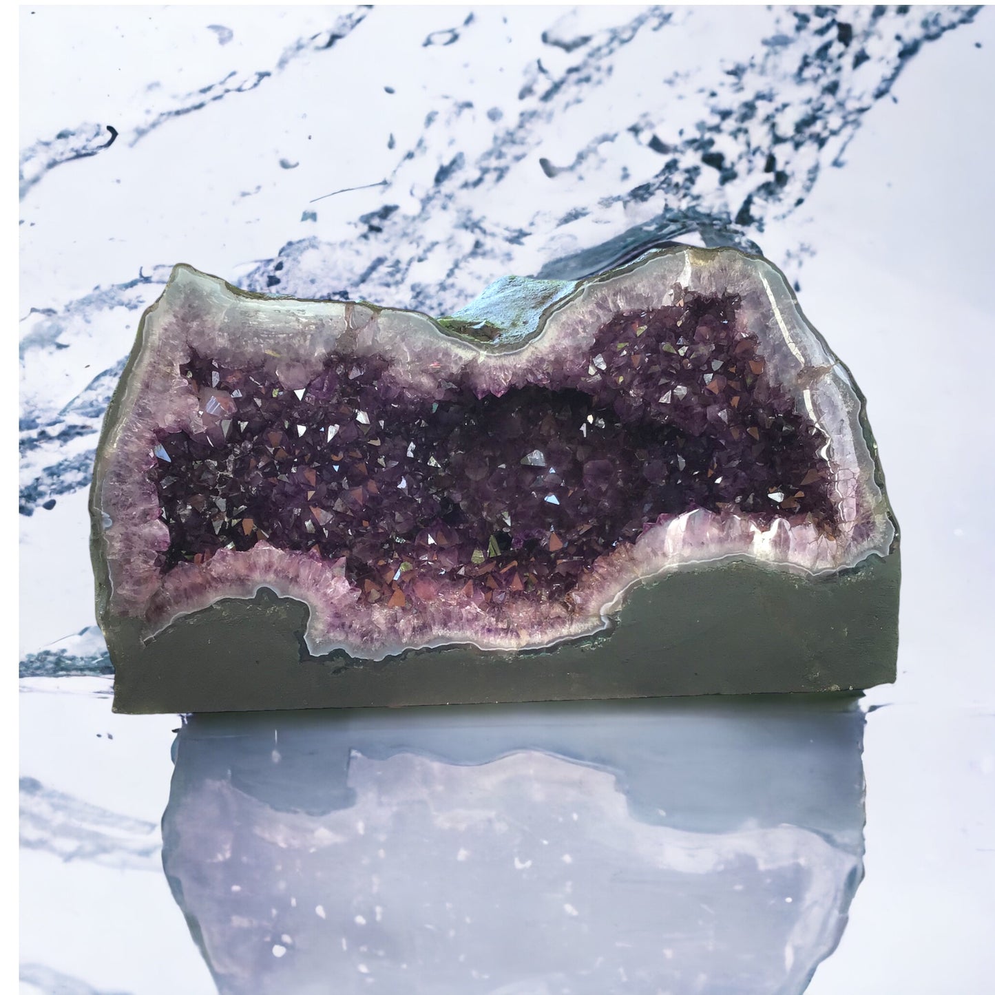 XXL Amethyst Druse mit phantastischen Kristallen I 21,60 KG I 43x16x25cm I Blickfang I Unikat-Masterpiece 1474 I Brasilien