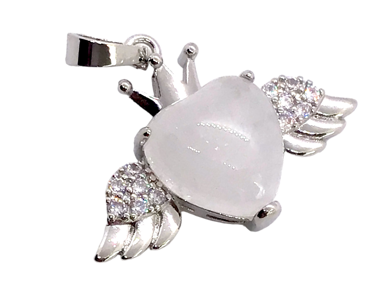 Steinfixx® Himmlische Anhänger Herz mit Flügel | Aventurin oder Bergkristall