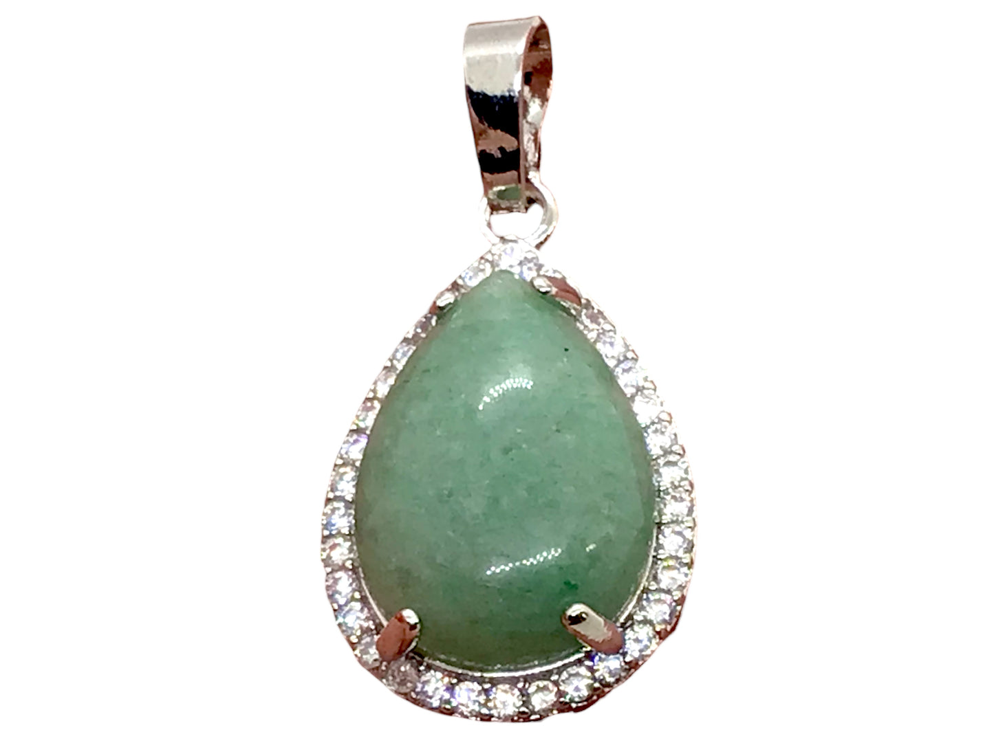 Steinfixx® - Royale Edelstein Anhänger in Tropfenform, umrahmt von Zirkonia, Edelstahl versilbert