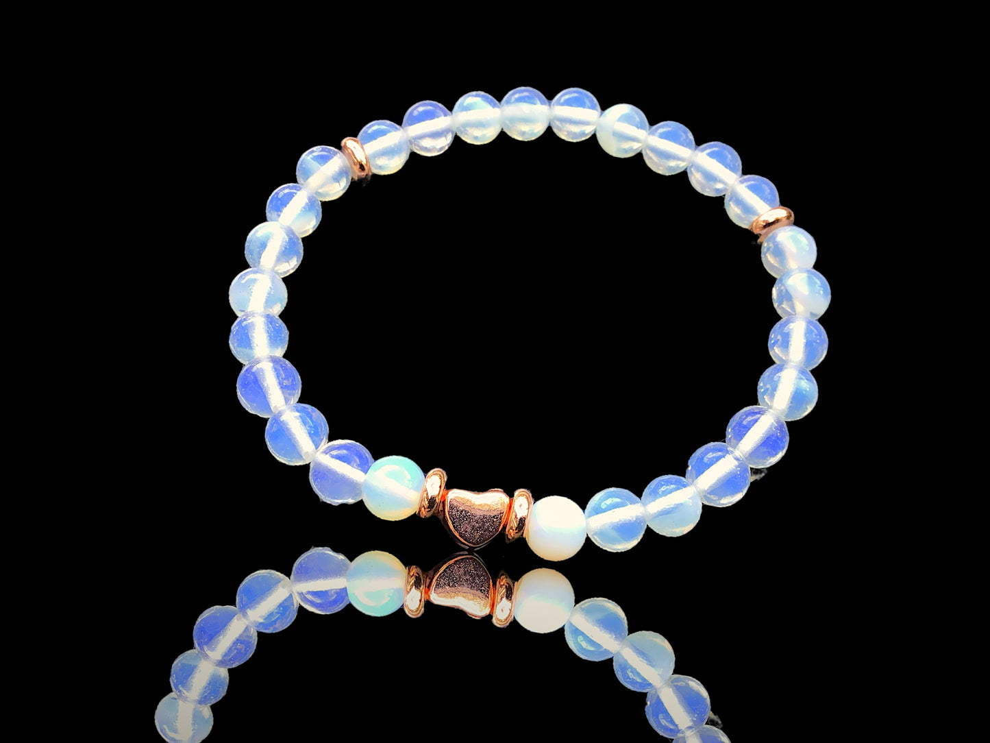 Perlenarmband Opalith mit 14 k vergoldeten Elementen in rose - Edelsteinarmband - Handmade - inclusive edler Geschenkbox