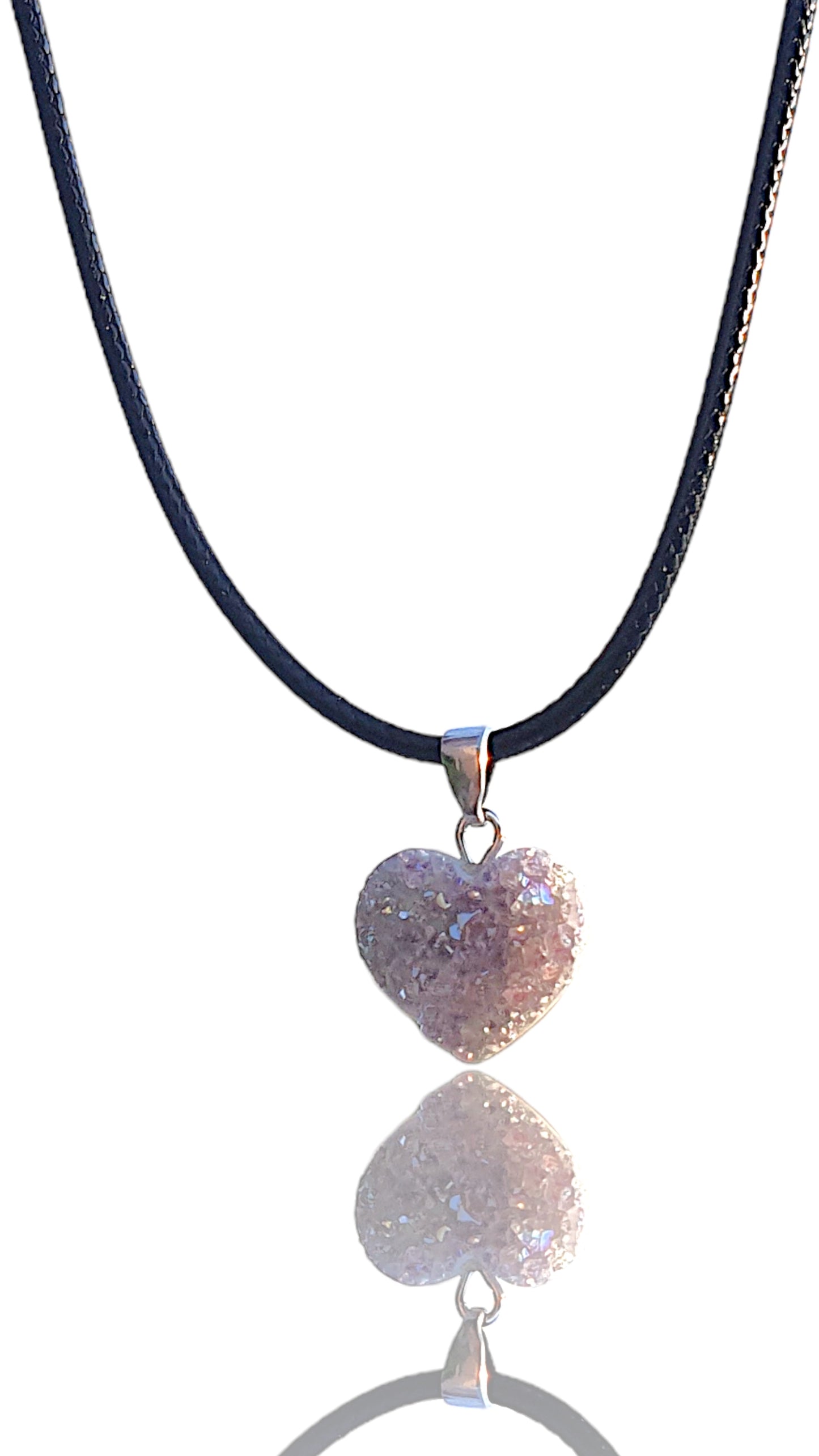 Amethyst Herz Anhänger - echtes 925 Silber - Angel Aura - Rohstein Cluster - inclusive Geschenkbox