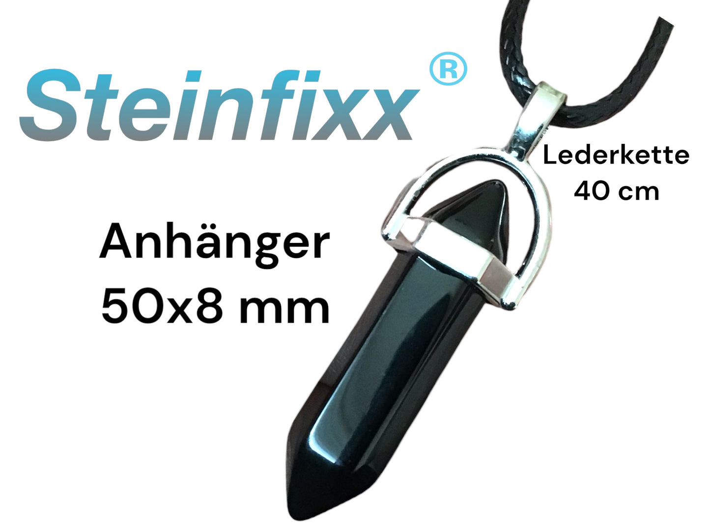 Anhänger Hexagon schwarz mit 45 cm Kordelkette - CHAKRA - 50x8x8 mm - 5 Gramm