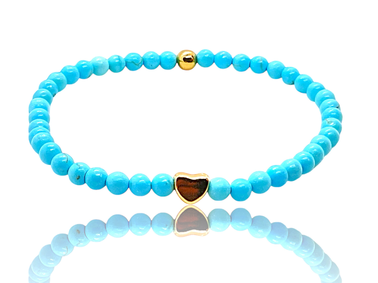 Handgefertigtes Türkis Perlenarmband - Hochwertiges Edelsteinarmband mit 18k vergoldeten Elementen - in Geschenkbox