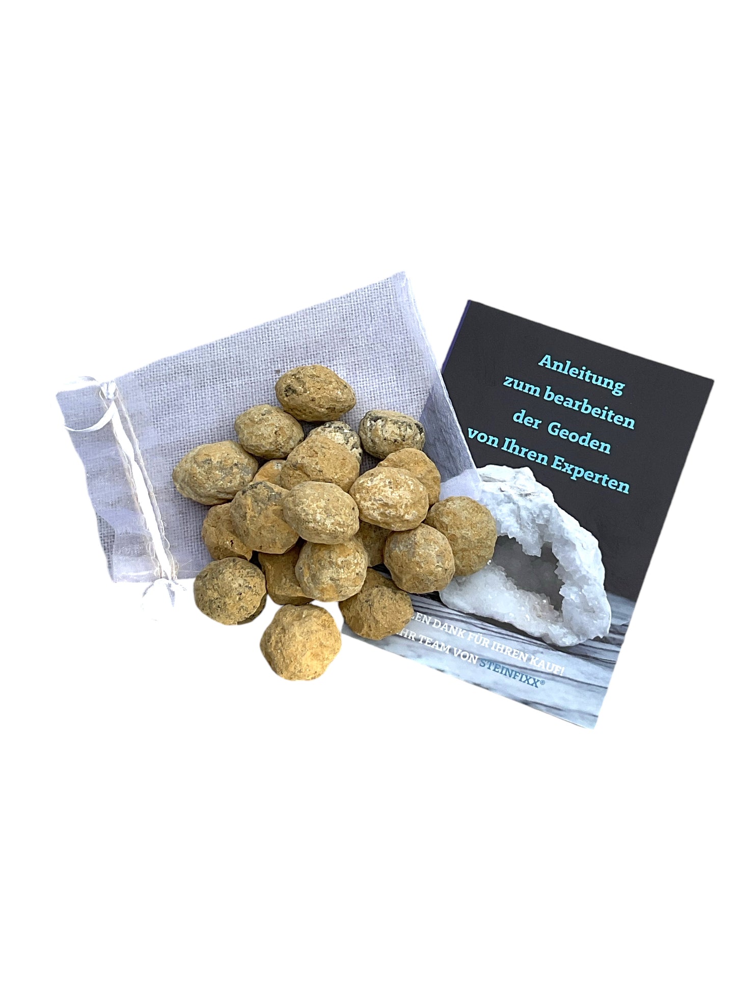 Premium Quarz Minigeoden Set zum selber aufbrechen I Glücksgeoden I Partyspass | prächtige weiße Kristalle | Sale Sparset (20 Stück 1-2 cm)
