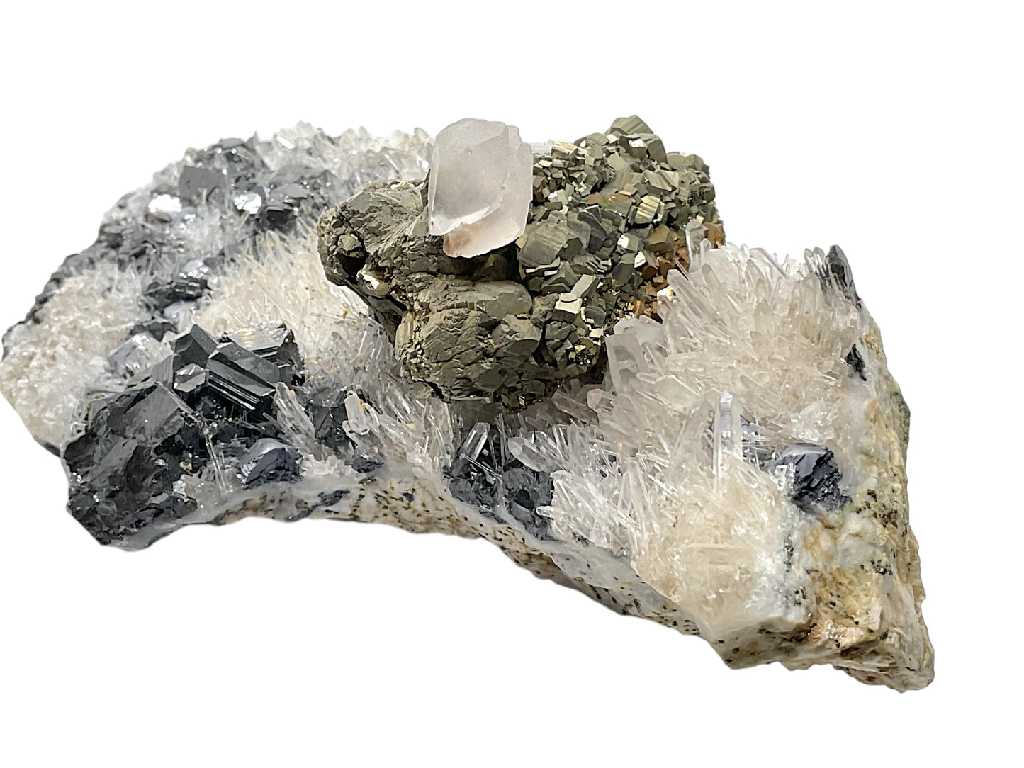 Quarz Zinklende Bleiglanz Pyrit Kristall I 955gr. I 16x8x6cm I Sammlerstück I Unikat-Masterpiece S3025 I Kosovo-Trepca