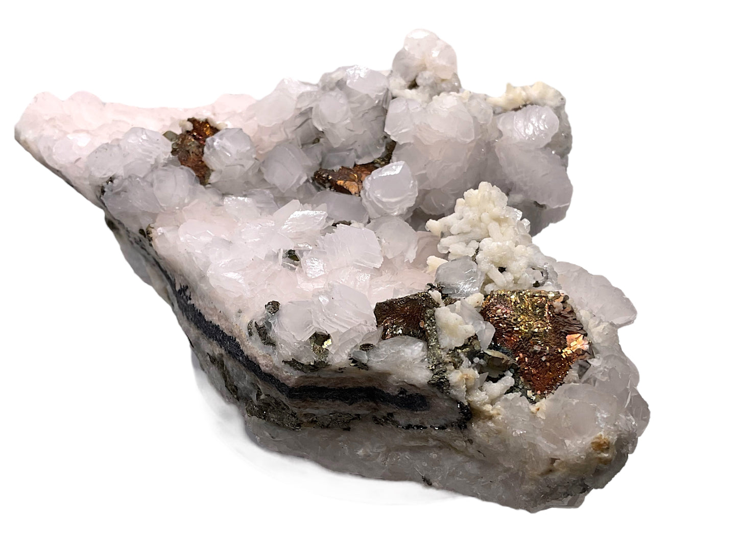 Calcit Kupferkies Pyrit Rhodochrosit Kristall I 2100gr. I 20x14x8cm I Sammlerstück I Unikat-Masterpiece S3026 I Kosovo-Trepca