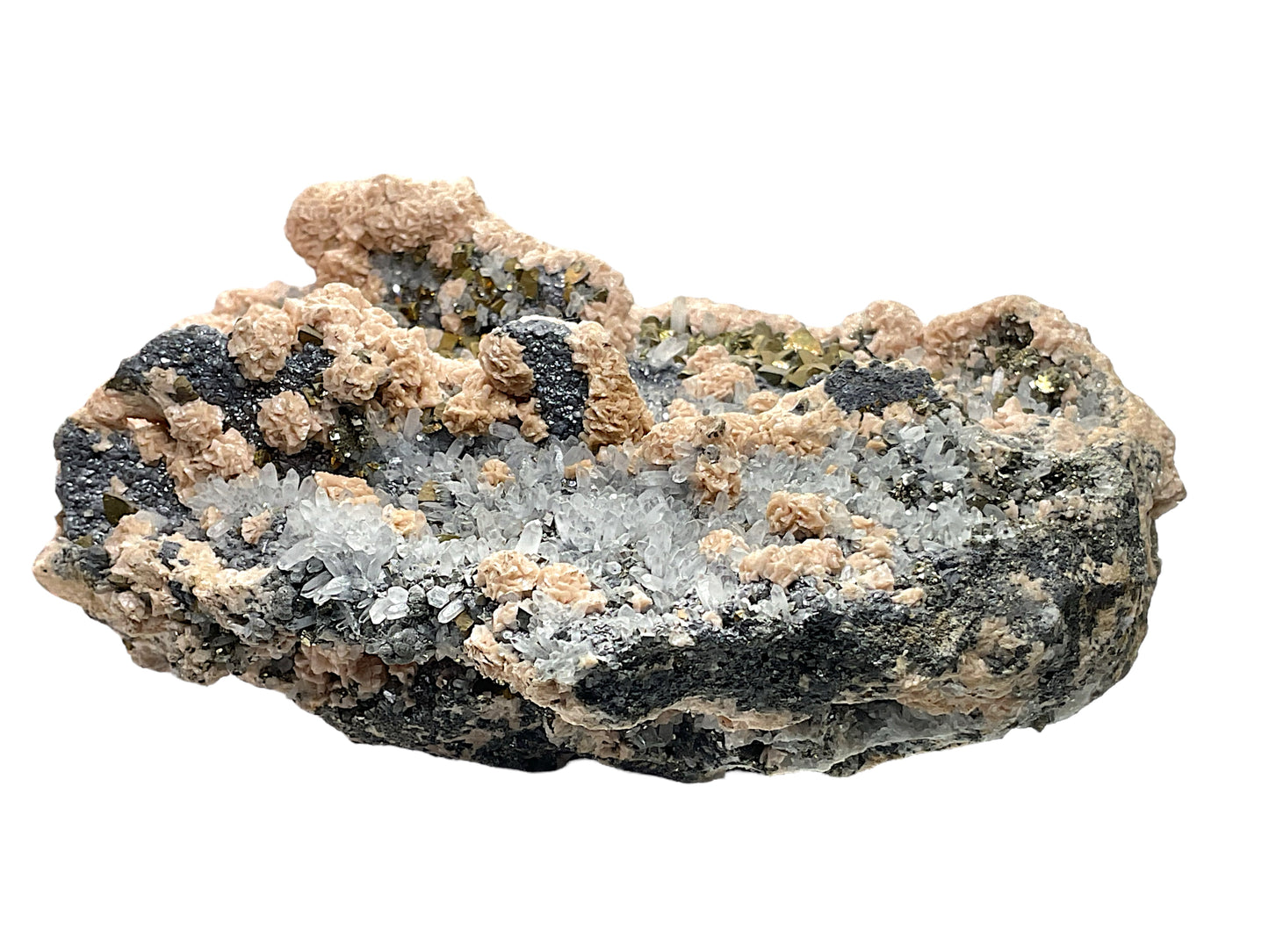 Rhodochrosit Quarz Pyrit Kristall I 1409gr. I 14x11x6cm I Sammlerstück I Unikat-Masterpiece S3020 I Kosovo-Trepca