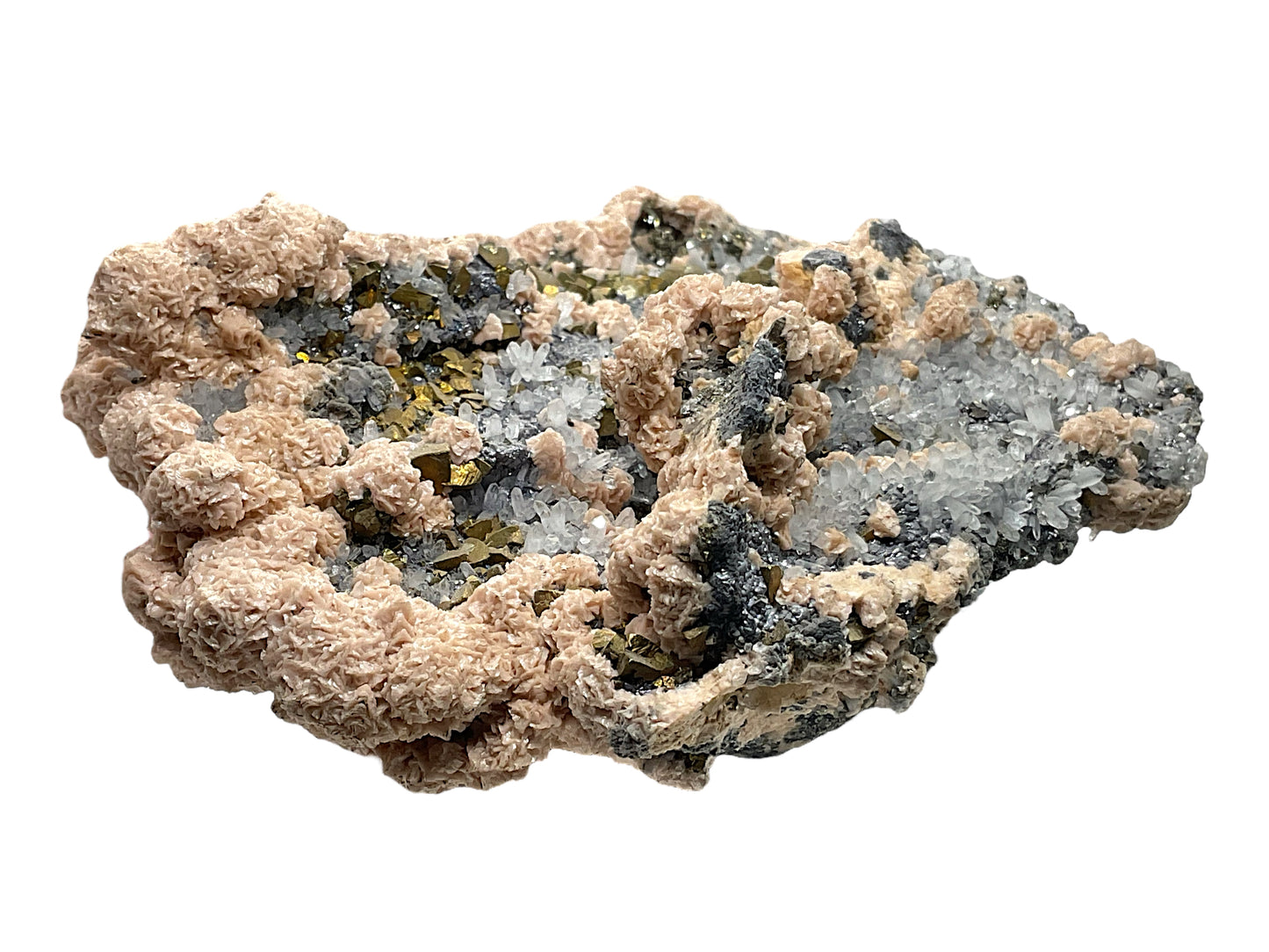 Rhodochrosit Quarz Pyrit Kristall I 1409gr. I 14x11x6cm I Sammlerstück I Unikat-Masterpiece S3020 I Kosovo-Trepca