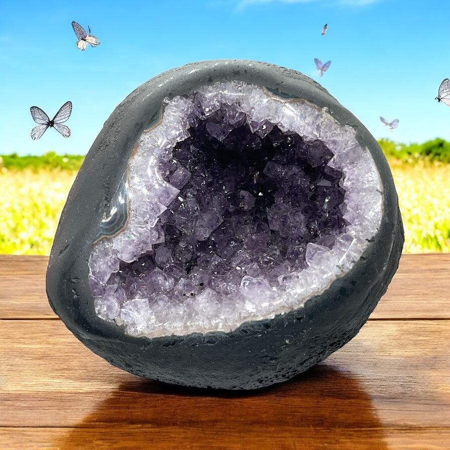 Amethyst Druse Minidruse mit phantastischen Kristallen I 1,18 KG I 10x11x10 cm I Blickfang I Unikat-Masterpiece 1633 I Brasilien