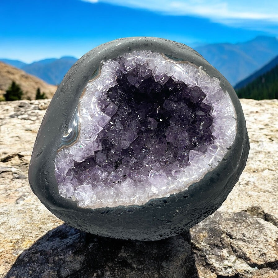 Amethyst Druse Minidruse mit phantastischen Kristallen I 1,18 KG I 10x11x10 cm I Blickfang I Unikat-Masterpiece 1633 I Brasilien