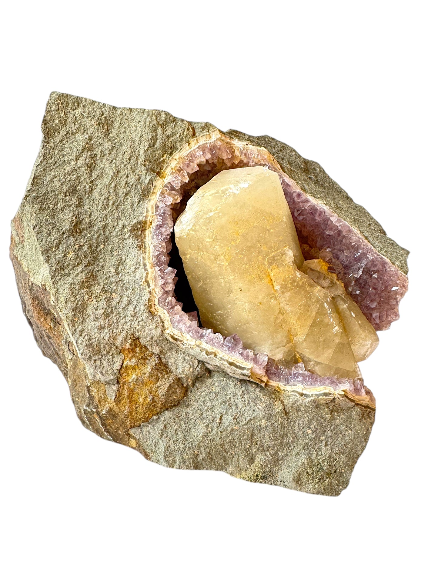 XXL Amethyst Calcit Kristall I 3650gr. I 20x15x13cm I Sammlerstück I Unikat-Masterpiece S3031 I Idar-Oberstein