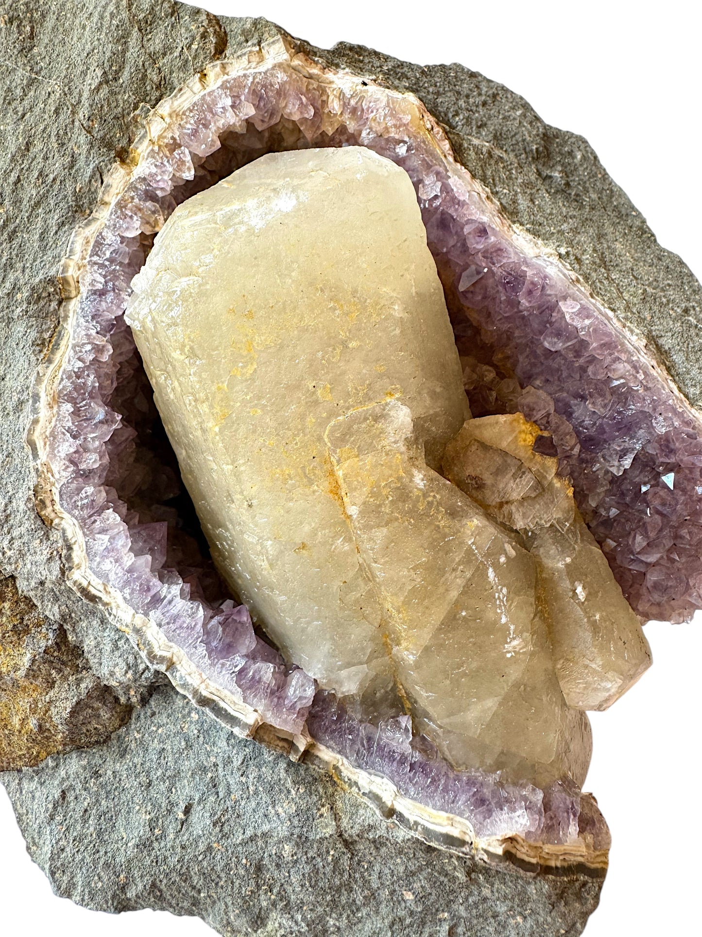 XXL Amethyst Calcit Kristall I 3650gr. I 20x15x13cm I Sammlerstück I Unikat-Masterpiece S3031 I Idar-Oberstein