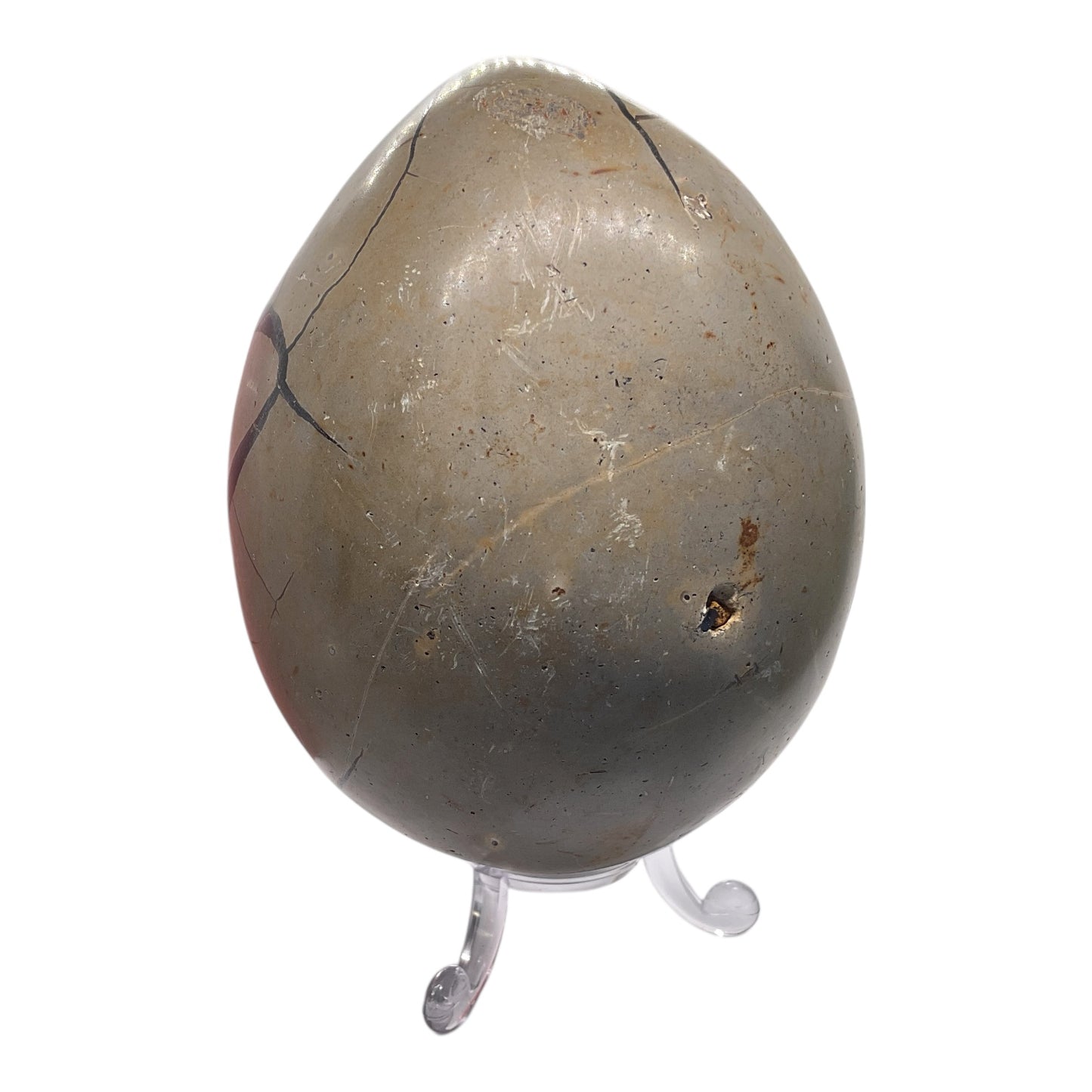 Mystisches Septarien Drachenei | Kristalldruse | Freeform | Unikat-Masterpiece 1632 | 12x8x8 cm | 883 Gramm | mit Quarzkristall | inclusive Acrylständer