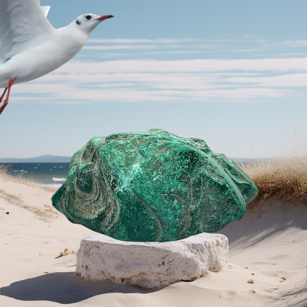 Malachit Rohstein I Edelstein I 224gr. I 7x5x4cm I Sammlerstück I Unikat-Masterpiece 1675 I Afrika-Kongo