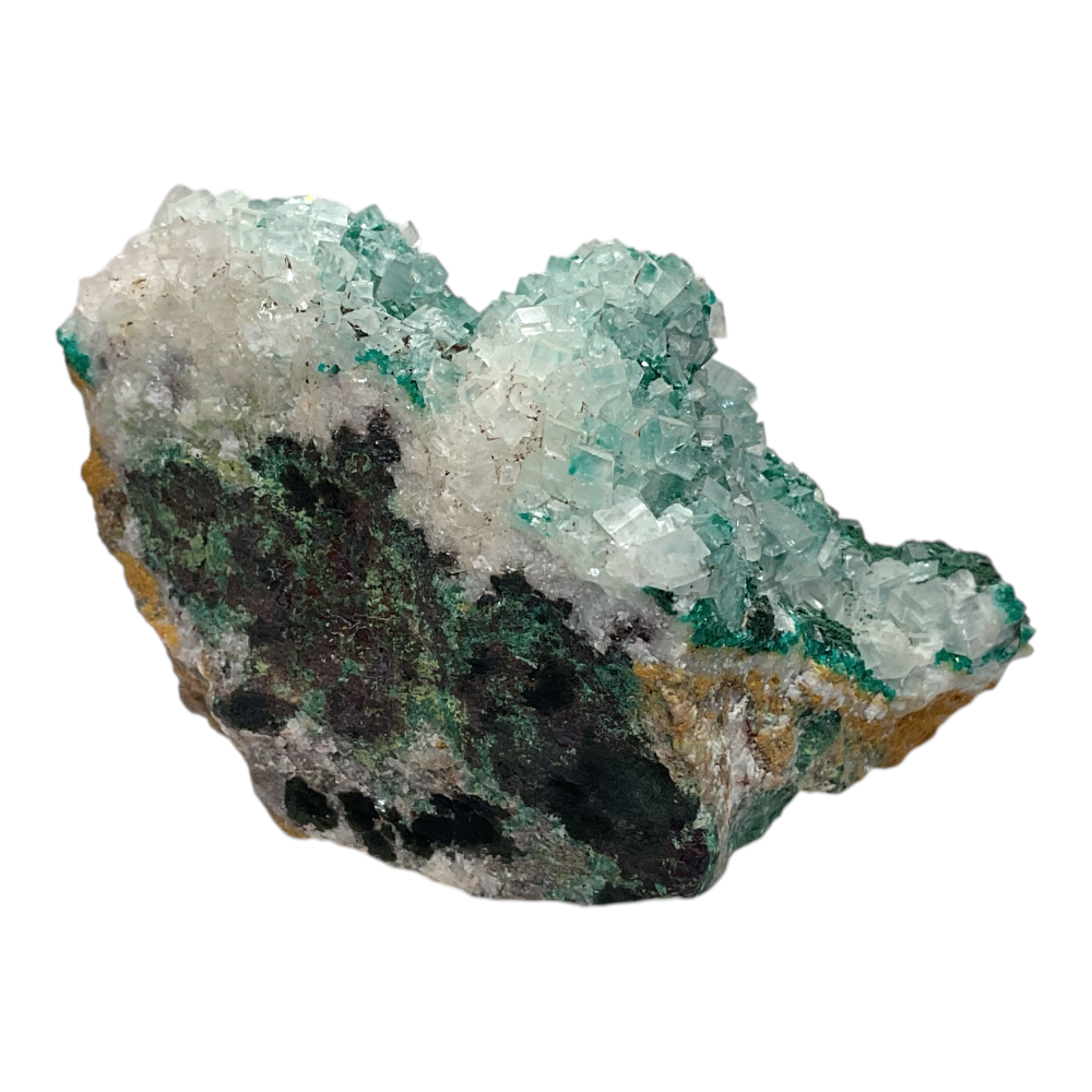 Dioptas mit Calcit I Kristall I Edelstein I 232gr. I 8x5x5cm I Unikat-Masterpiece S3035 I Sammlerstück I AAA-Qualität I Kongo (Zaire)
