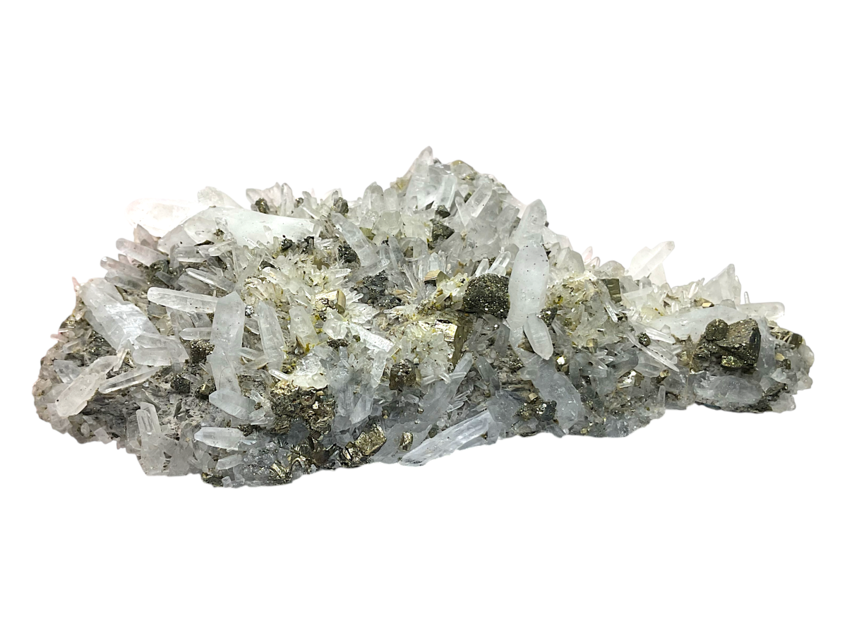 Original Quarz mit Pyrit Rohstein 717g – 15x9x4cm – AAA-Qualität – Sammlerstück – Unikat-Masterpiece Nr. 1694 – Trepča, Kosov